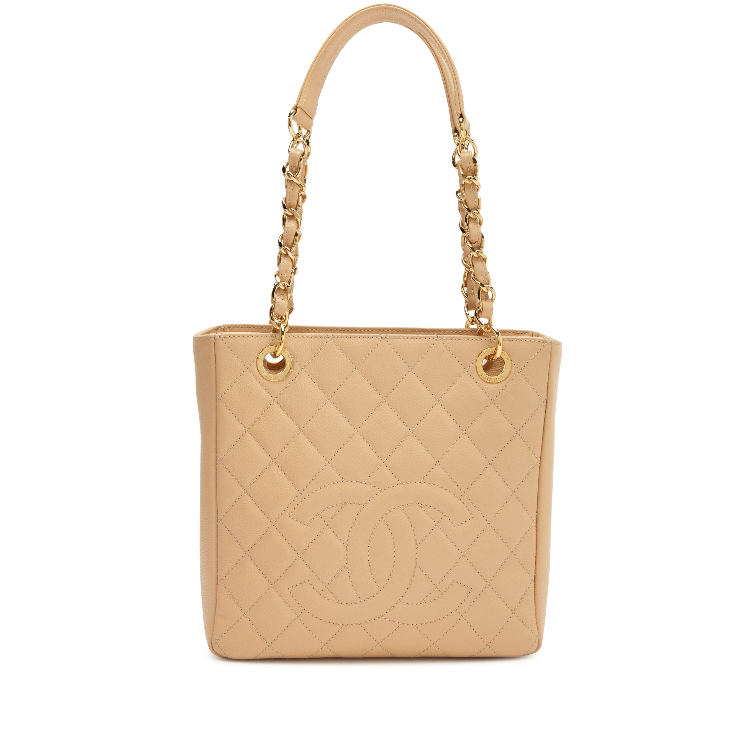 Beige Clair Quilted Caviar Timeless Classic Petit Shopping Tote PST Gold Hardware, 2012