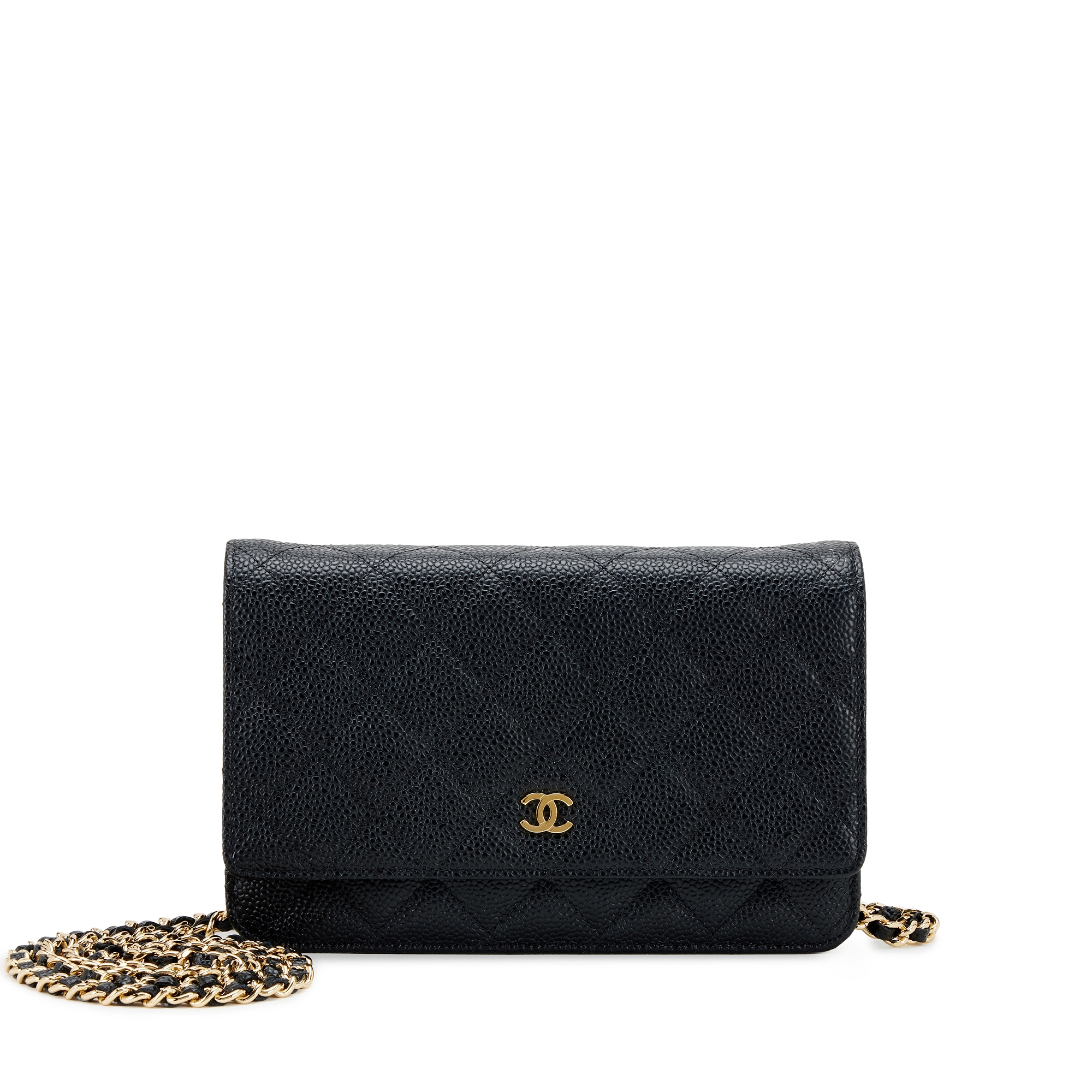 Black Quilted Caviar Wallet on Chain Gold Hardware, 2012