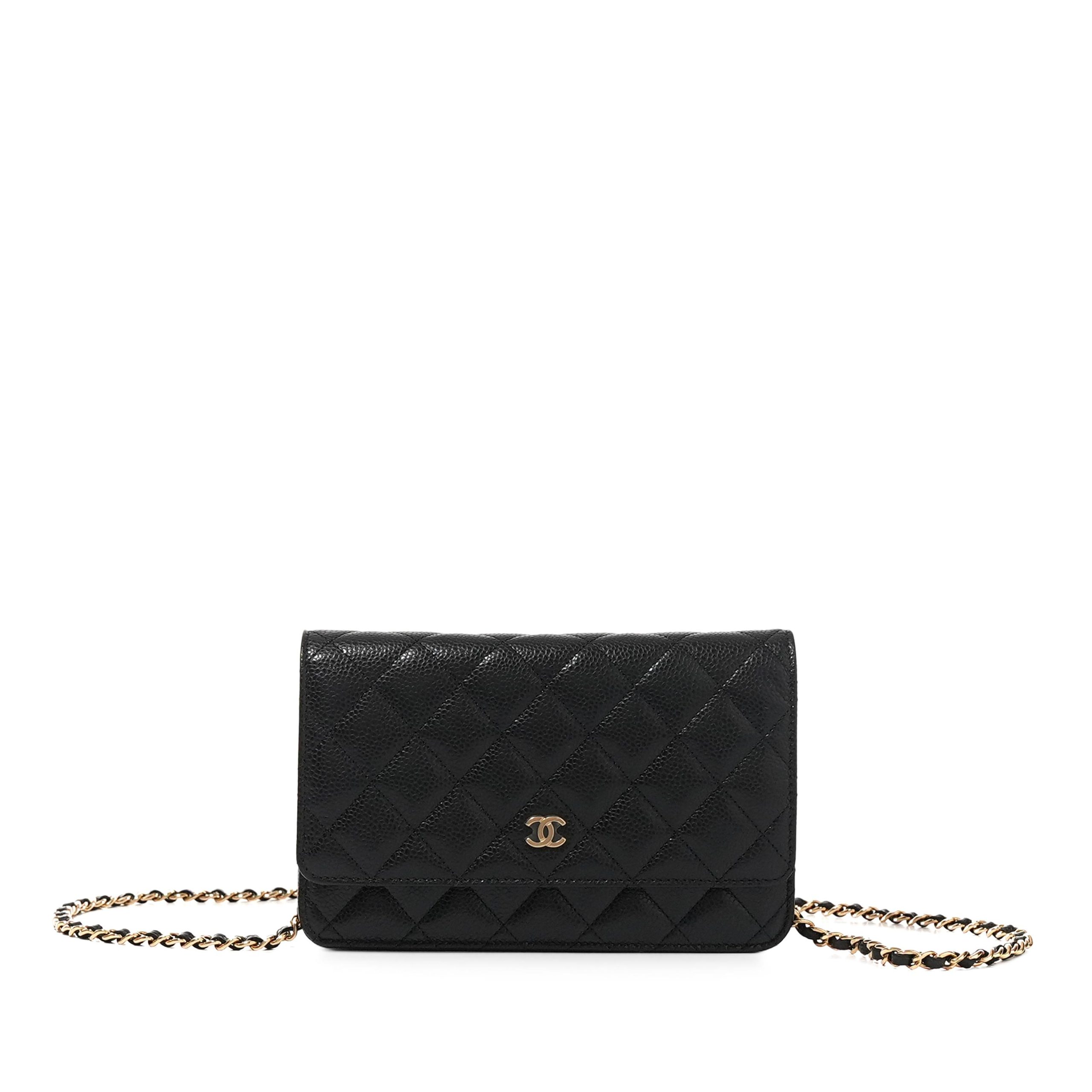 Black Quilted Caviar Wallet on Chain Gold Hardware, 2025