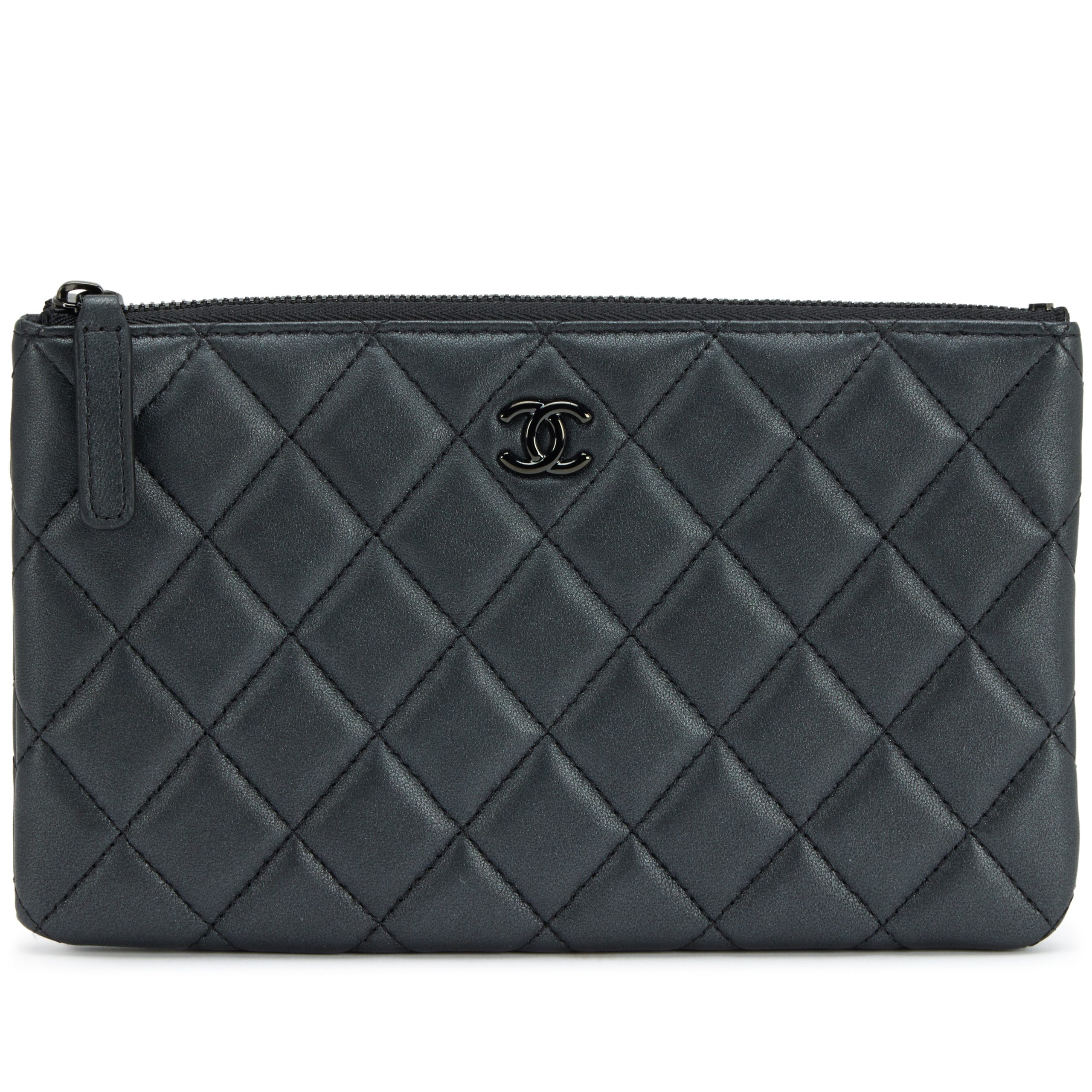 So Black Quilted Lambskin Small O Case Pouch Black Hardware, 2023
