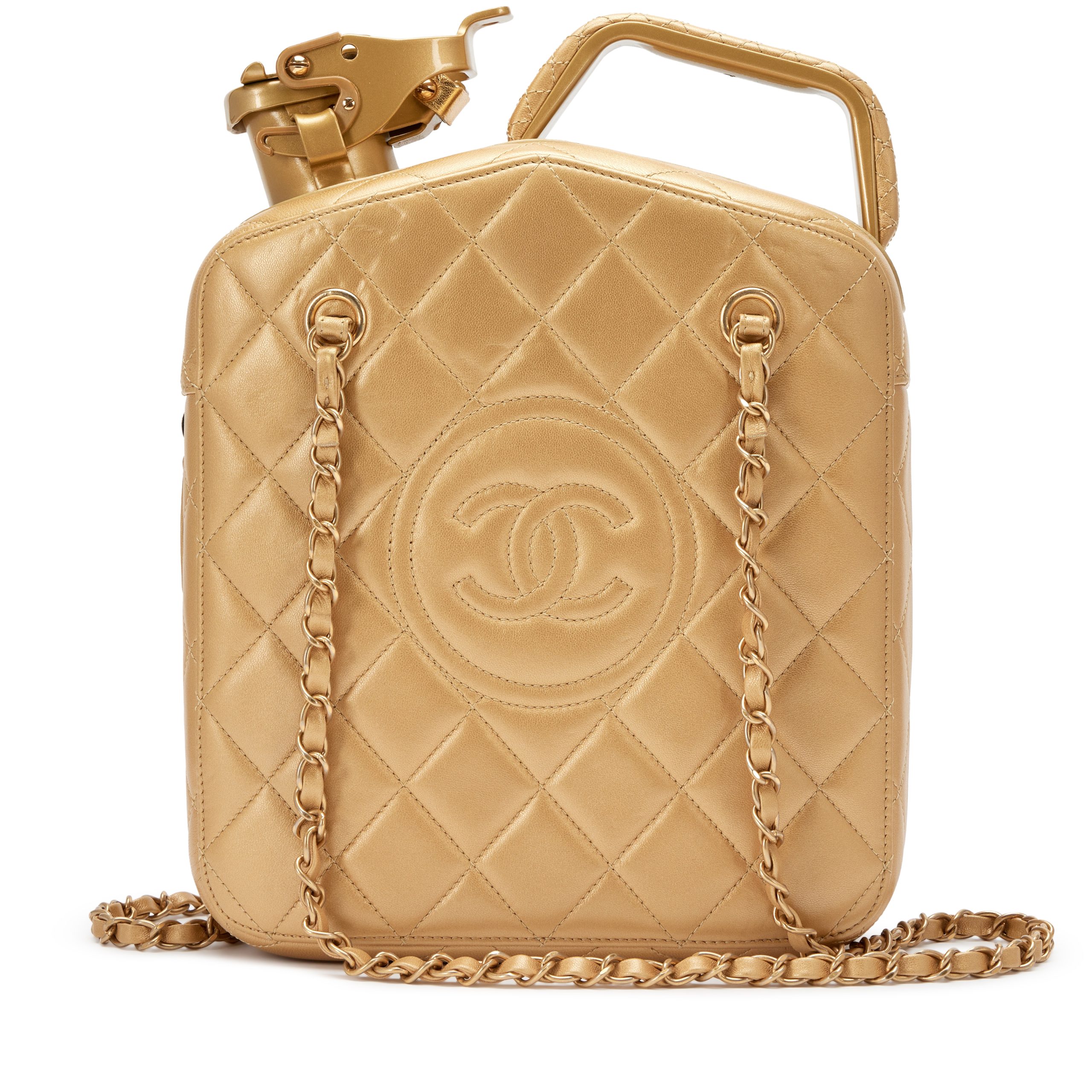 Light Gold Quilted Lambskin Paris Dubai by Night Gas Tank Jerry Can Bag Brushed Gold Hardware, 2015