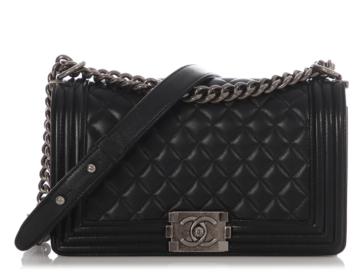 Black Quilted Calfskin Medium Boy Bag Ruthenium Hardware, 2012-2013
