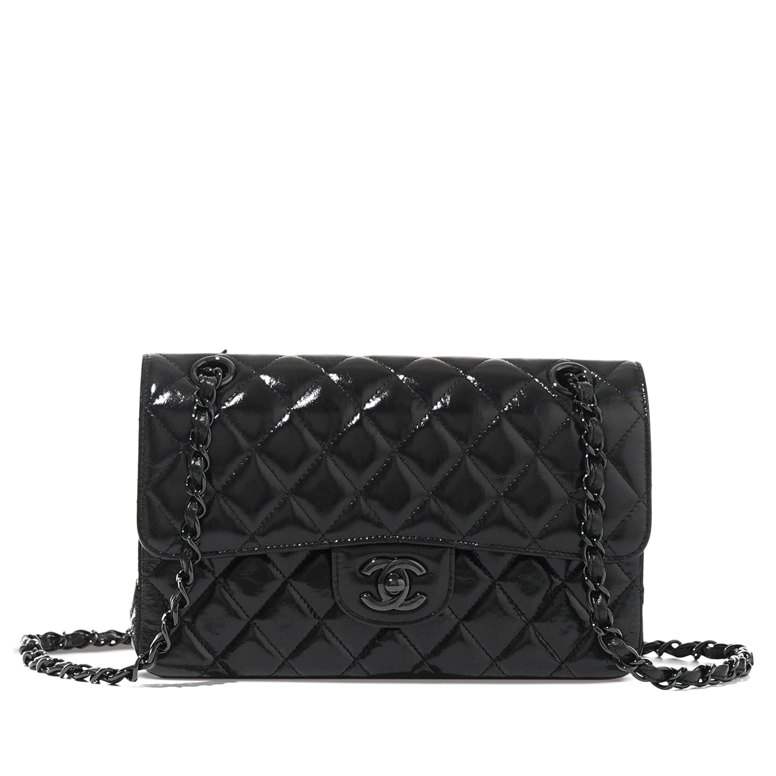 So Black Quilted Shiny Lambskin Timeless Classic Double Flap Black Hardware, 2020 