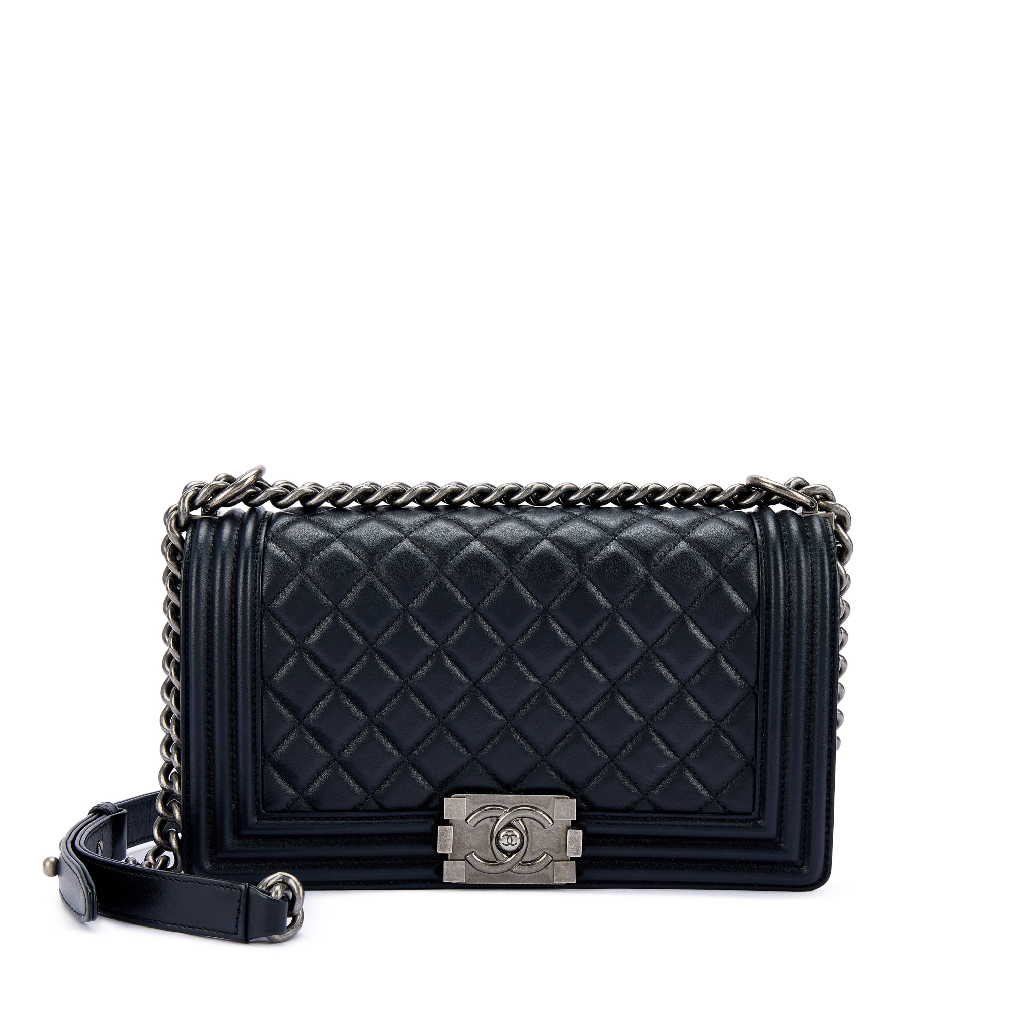 Black Quilted Calfskin Boy Bag Ruthenium Hardware, 2019