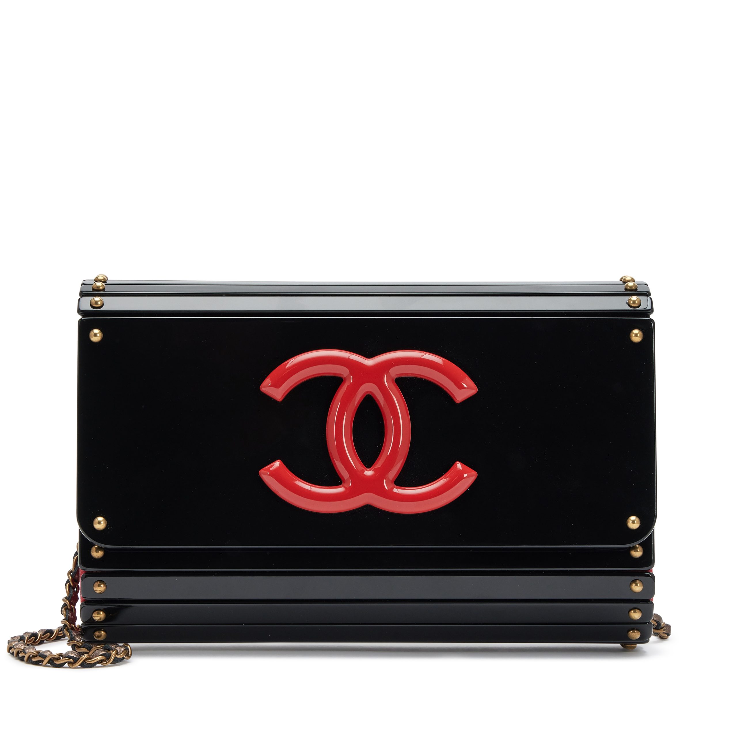 Black and Red Resin and Plexiglass Paris-Shanghai Chain Bag Aged Gold Hardware, 2010