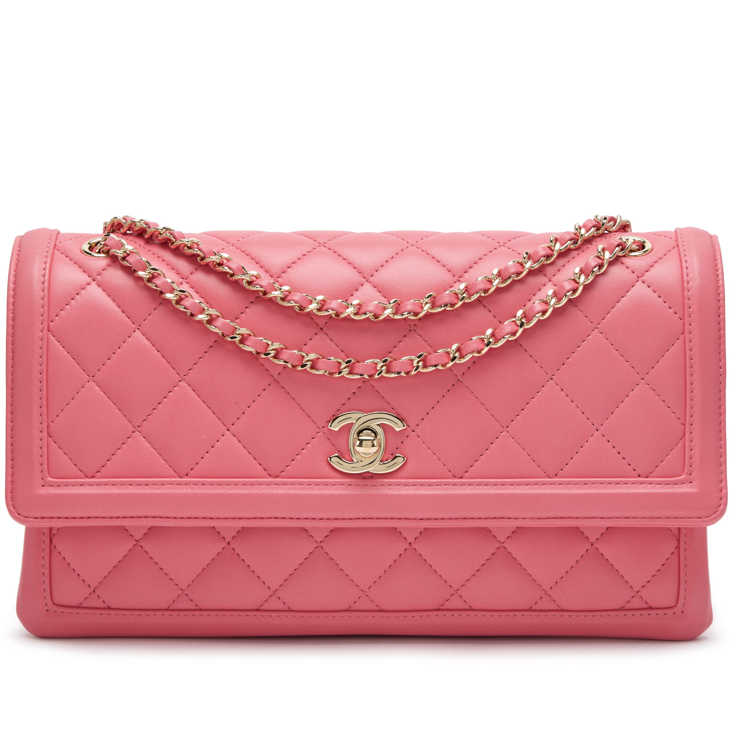 Fuchsia Quilted Lambskin Accordion Flap Bag Pale Gold Hardware, 2016-2017