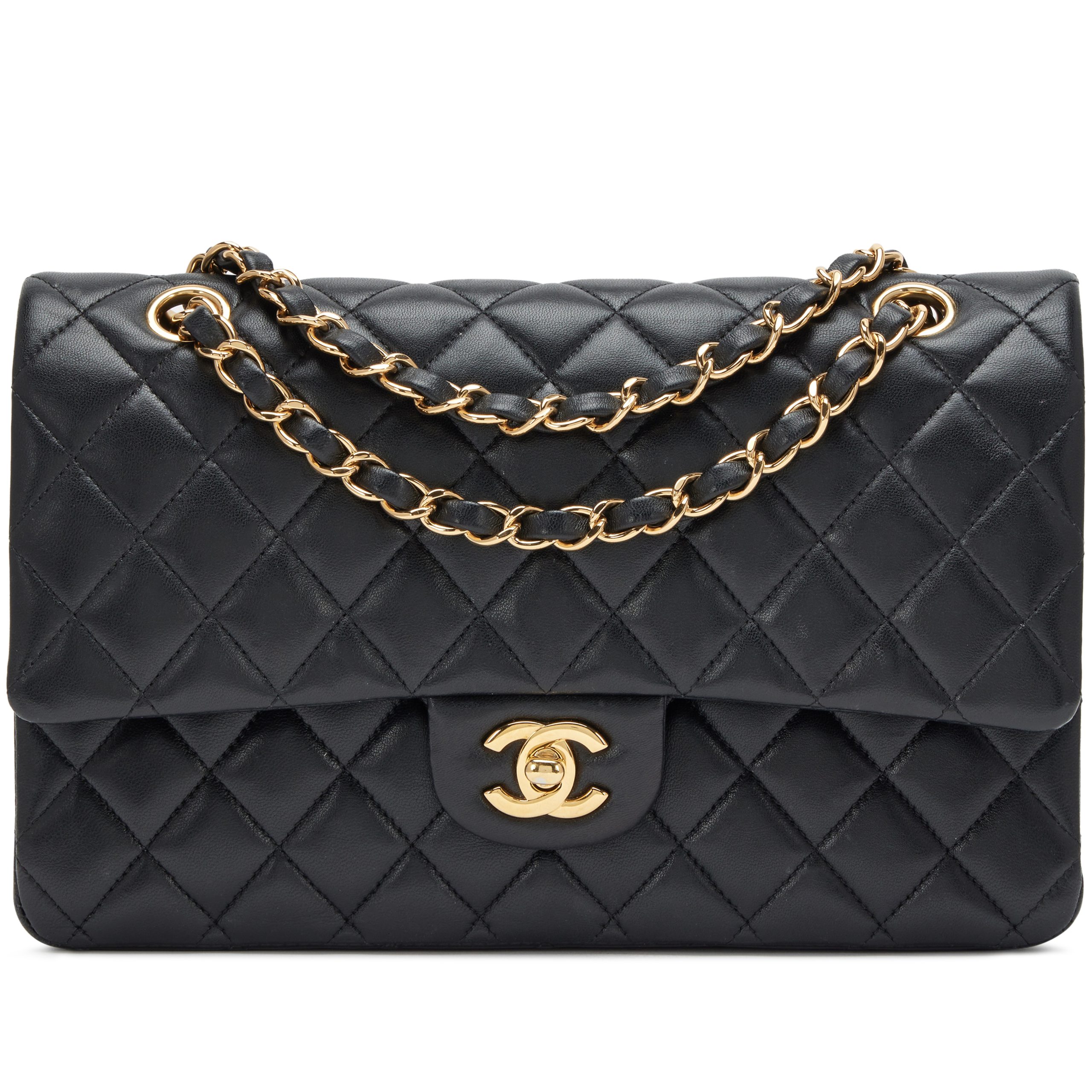 Black Quilted Lambskin Medium Classic Flap Bag Gold Hardware, 2018
