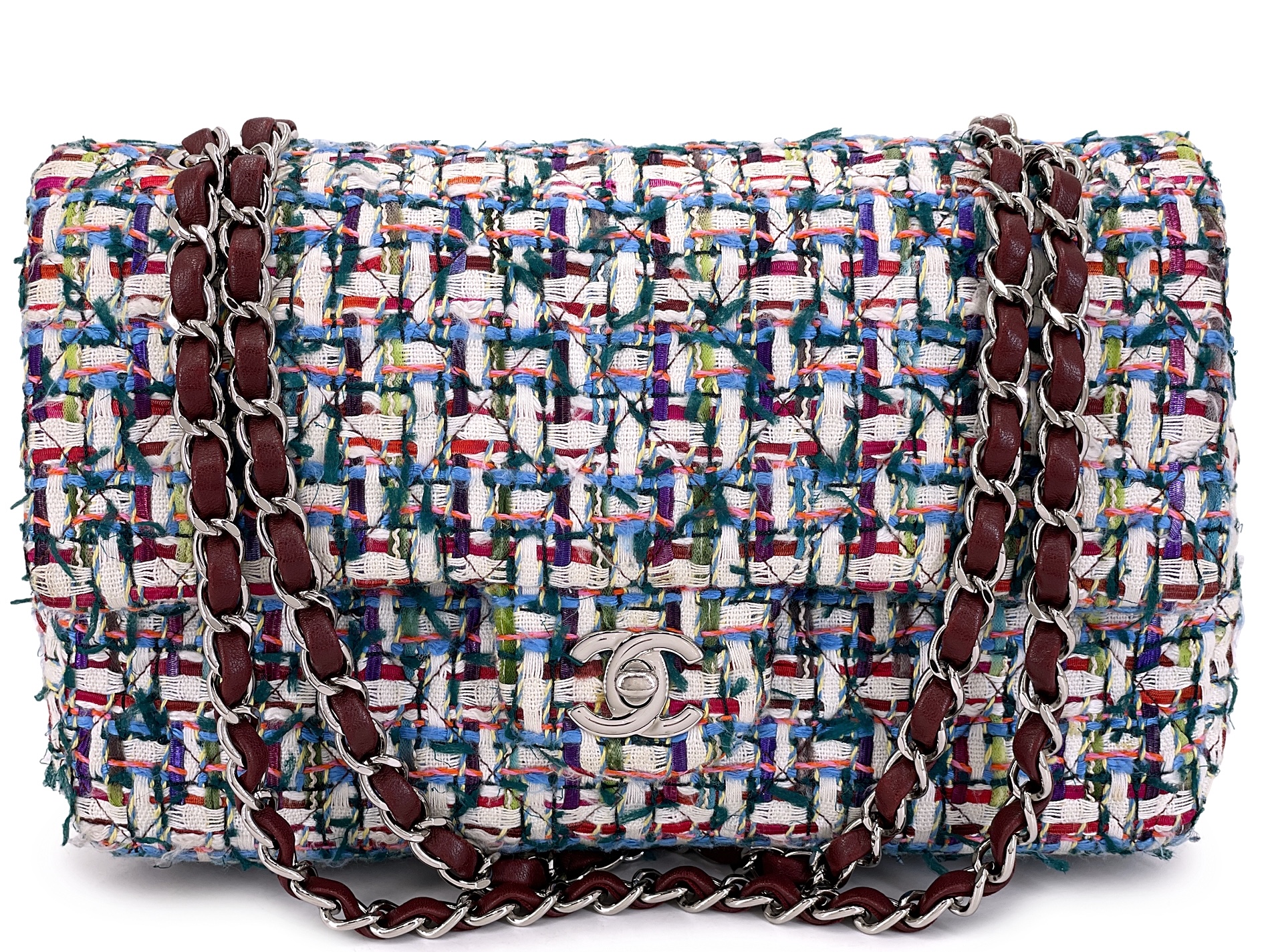 Multicolor Tweed Medium Classic Double Flap Bag Silver Hardware, 2016