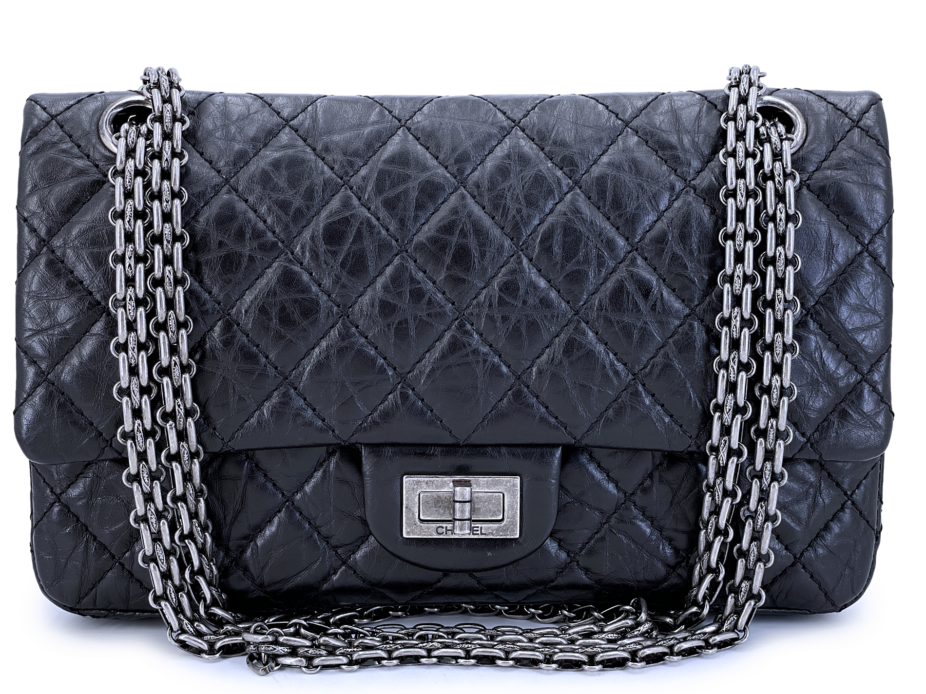 Black Aged Quilted Calfskin 2.55 Reissue Aged Ruthenium Hardware, 2011