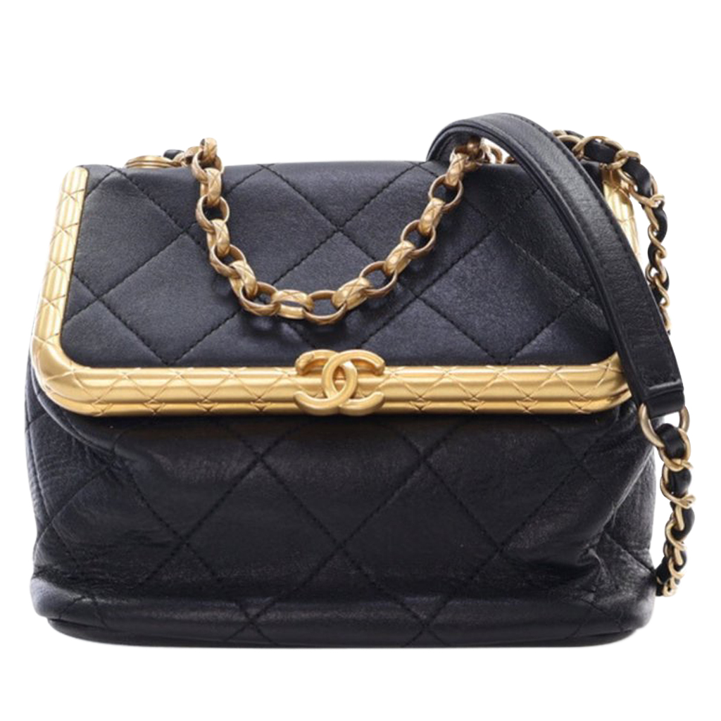 Black Quilted Lambskin Small My Crush Bag Aged Gold Hardware, 2020