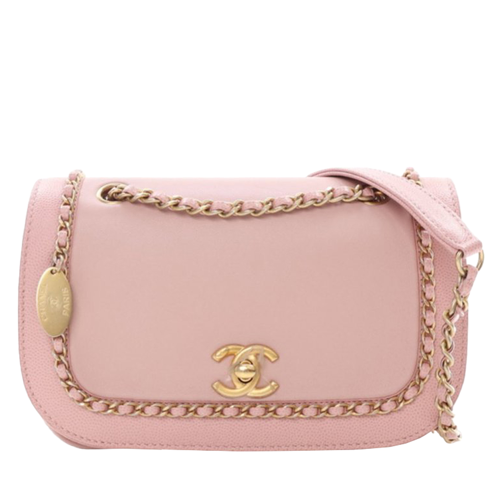 Pink Caviar Mini Charm Bag Aged Gold Hardware, 2019
