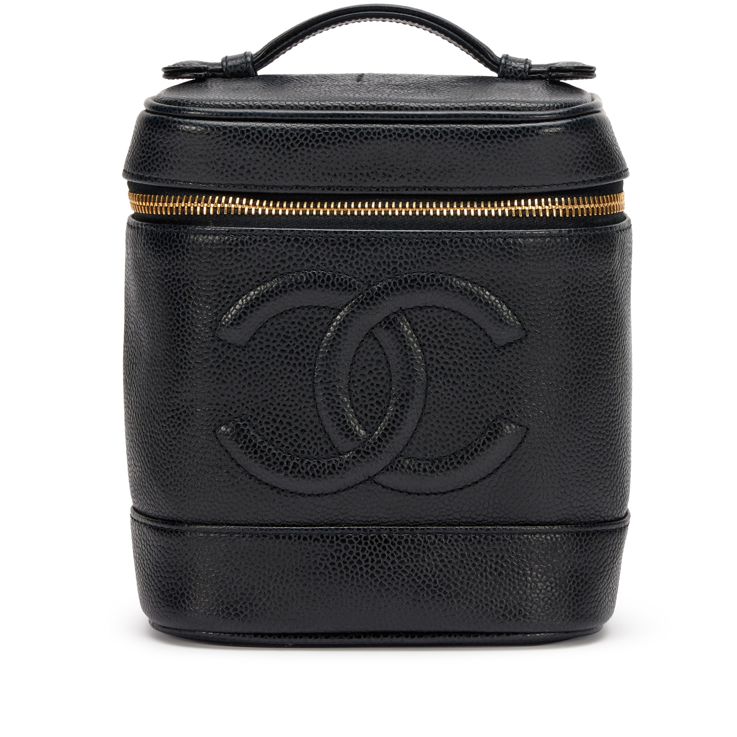 Black Caviar CC Tall Timeless Cosmetic Case Gold Hardware, 2000-2002