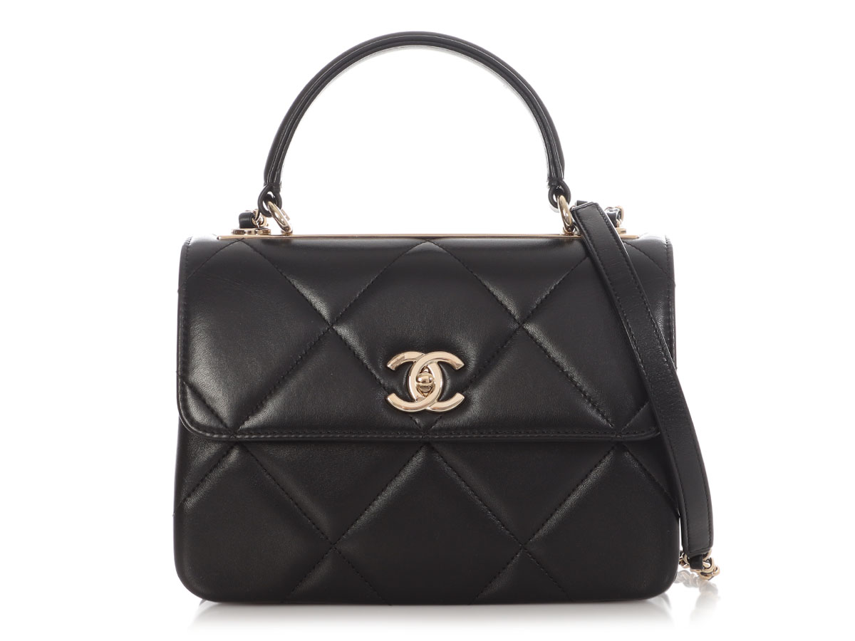 Black Quilted Lambskin Small Trendy CC Flap Bag Gold Hardware, 2019