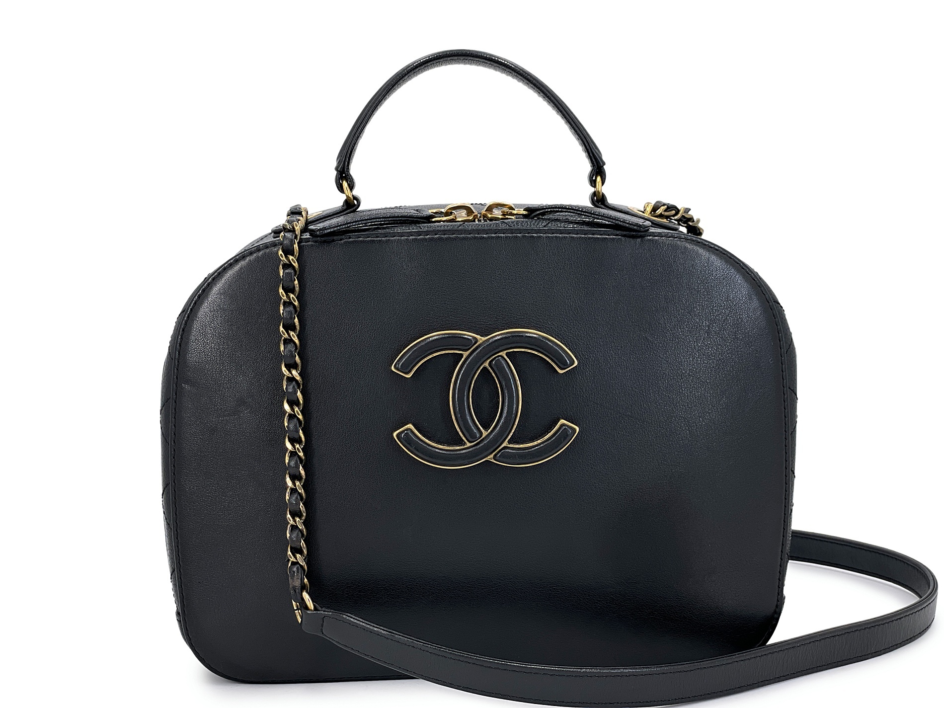Black Calfskin Medium Coco Curve Vanity Case Gold Hardware, 2017-2018