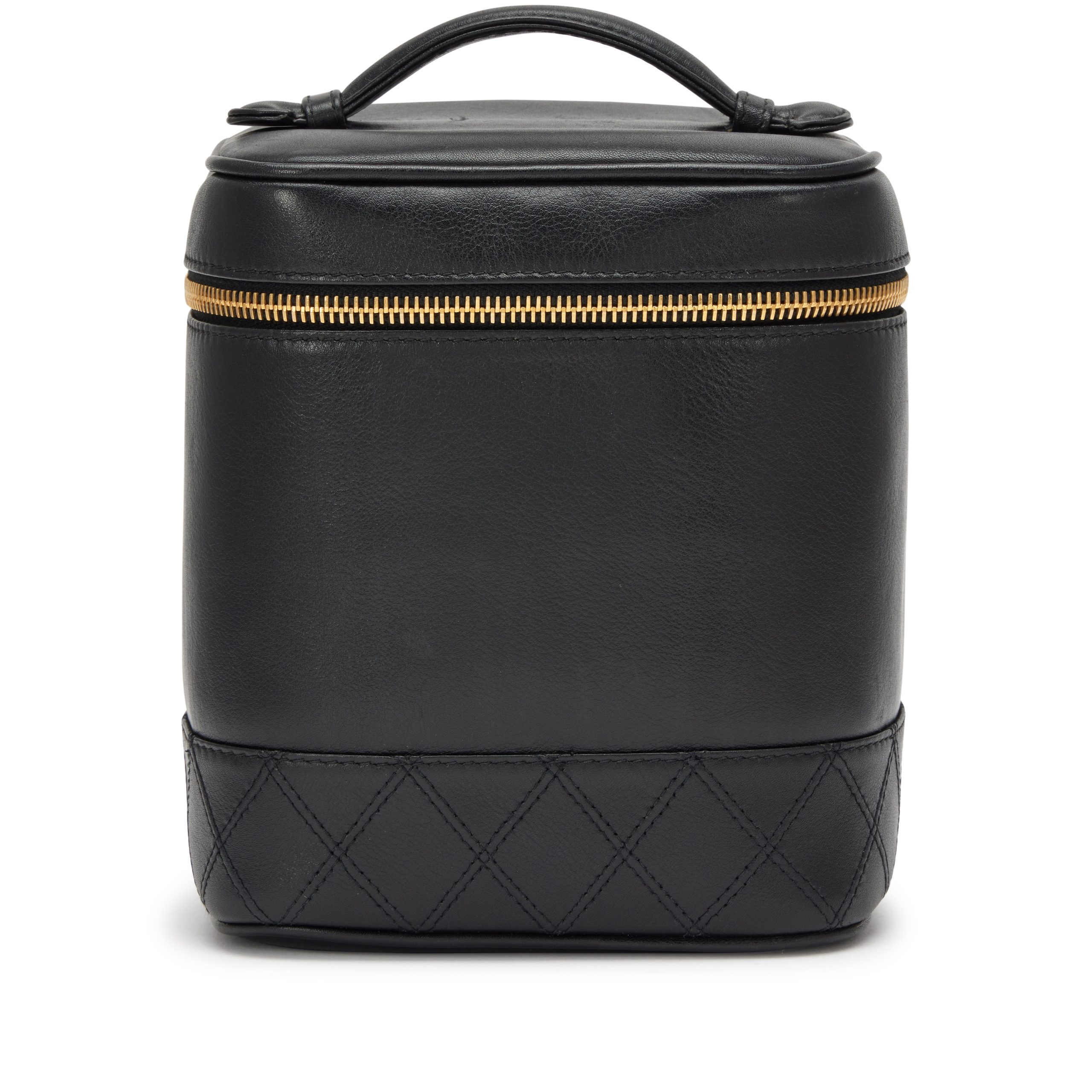 Vintage Black Lambskin Vanity Cosmetic Case Gold Hardware, 1996-1997