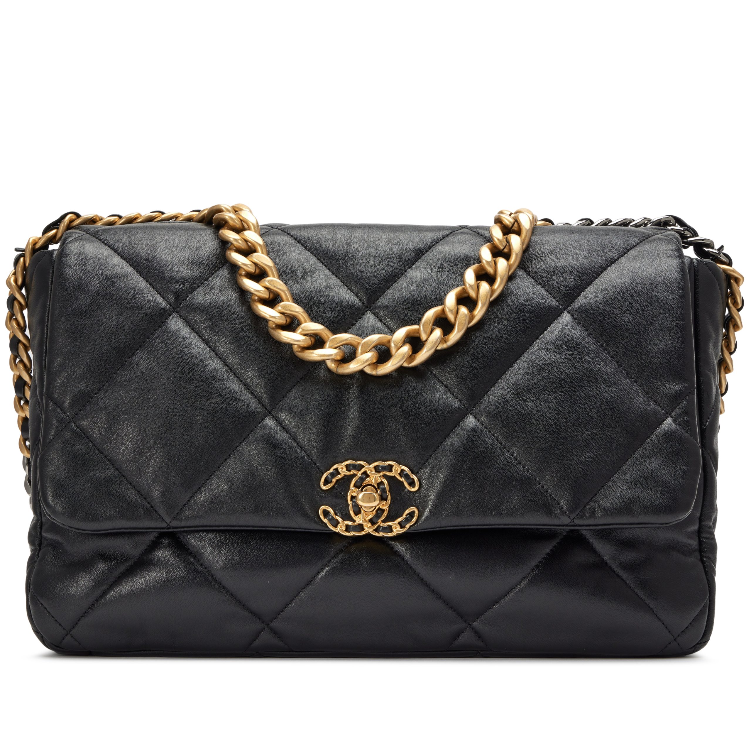 Black Quilted Goatskin Maxi 19 Flap Bag Mixed Hardware, 2021