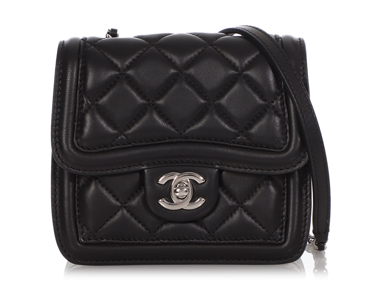 Black and White Quilted Lambskin Mini Citizen Flap Bag Silver Hardware, 2013
