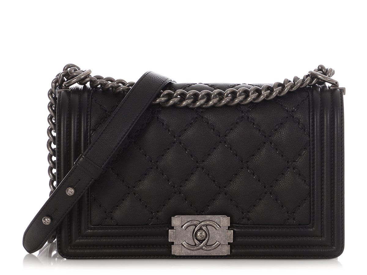 Black Quilted Calfskin Medium Double Stitch Boy Bag Antiqued Silver Hardware, 2014-2015