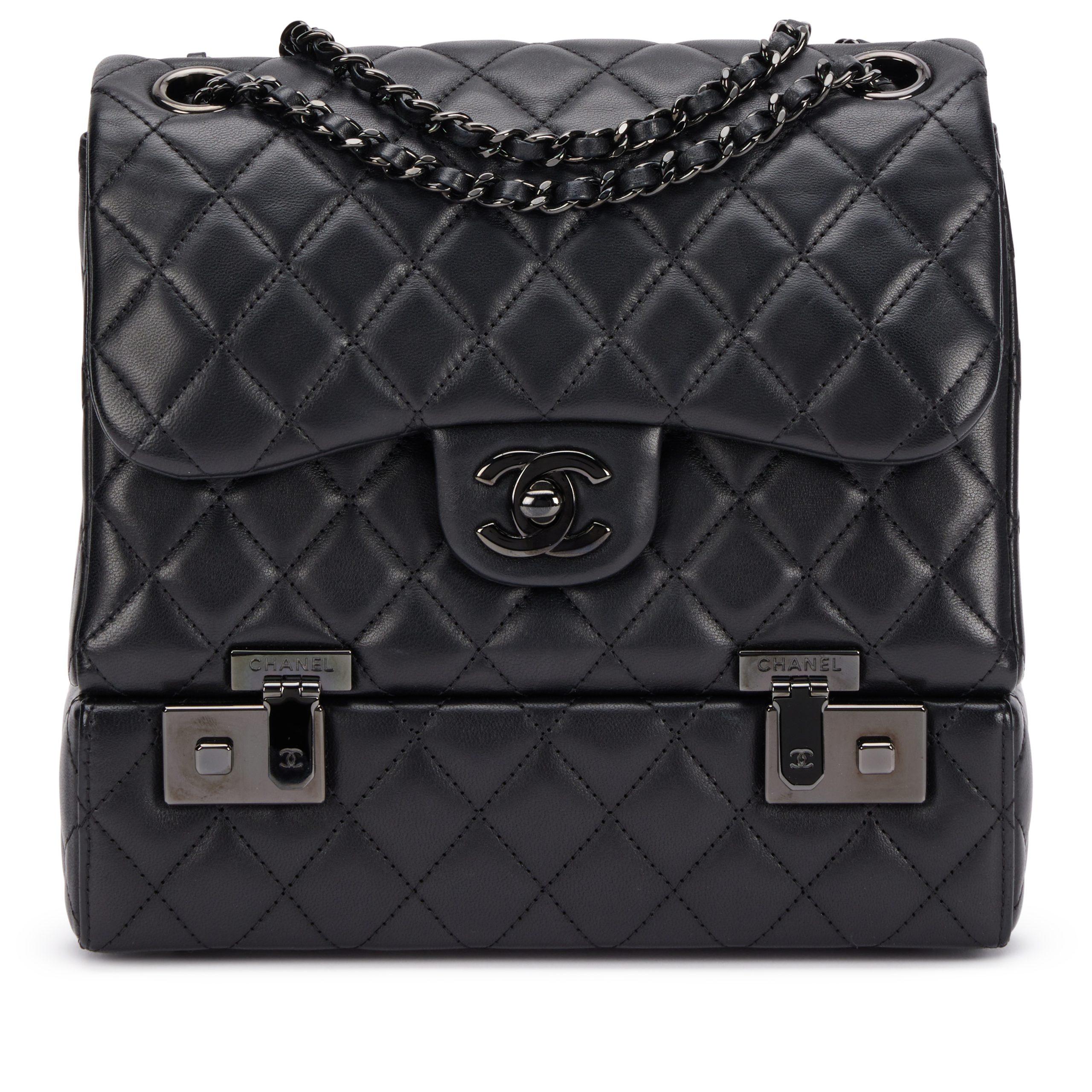 So Black Quilted Lambskin Cockpit Flap Bag Black Hardware, 2016