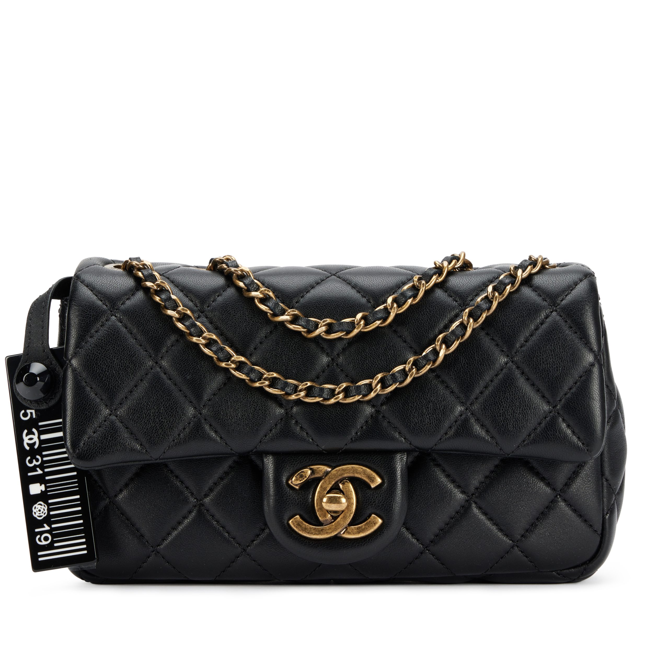 Black Quilted Lambskin "Meat Package" Supermarket Minaudires Runway Mini Rectangular Flap Aged Gold Hardware, 2014