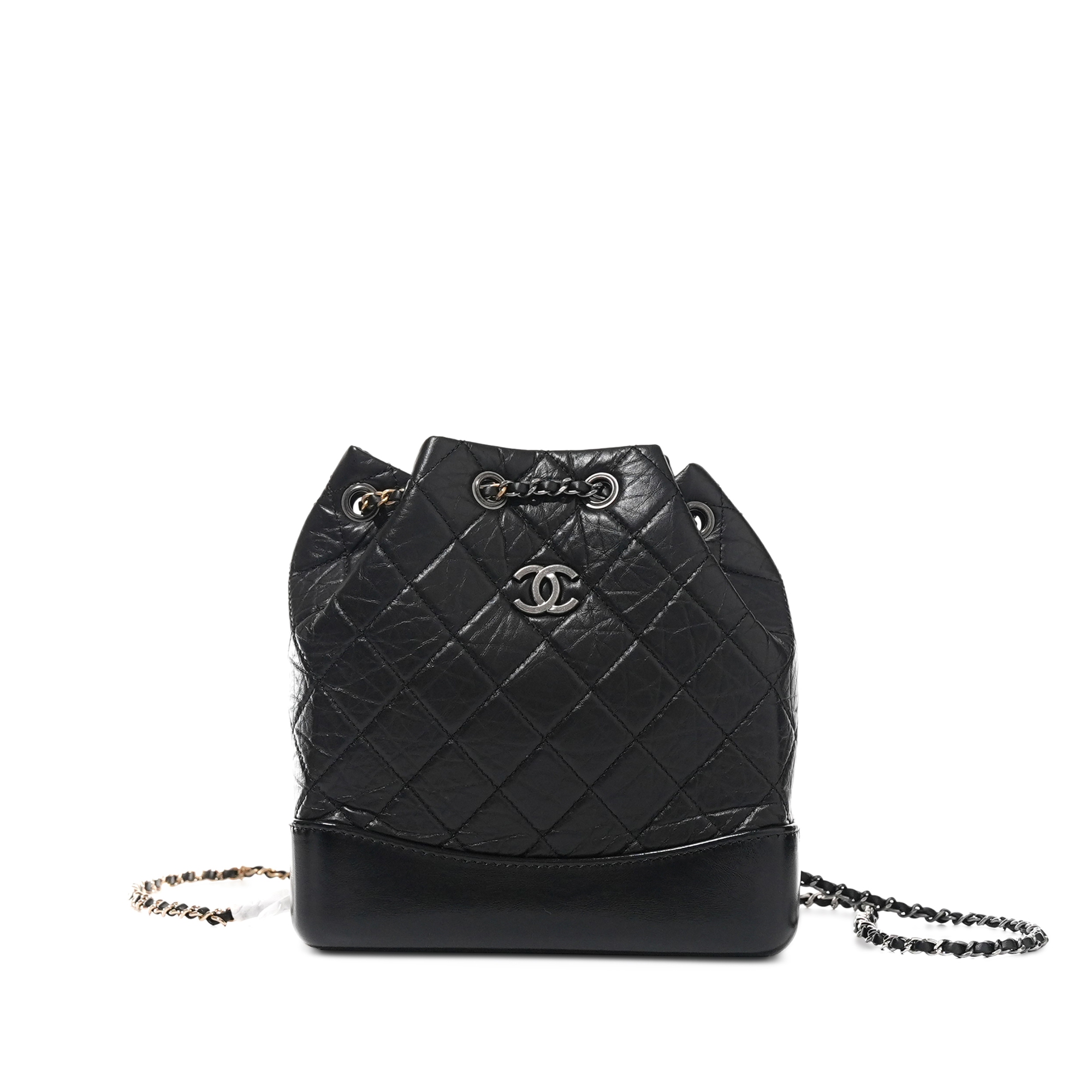 Black Quilted Calfskin Small Gabrielle Backpack Gold and Ruthenium Hardware, 2022