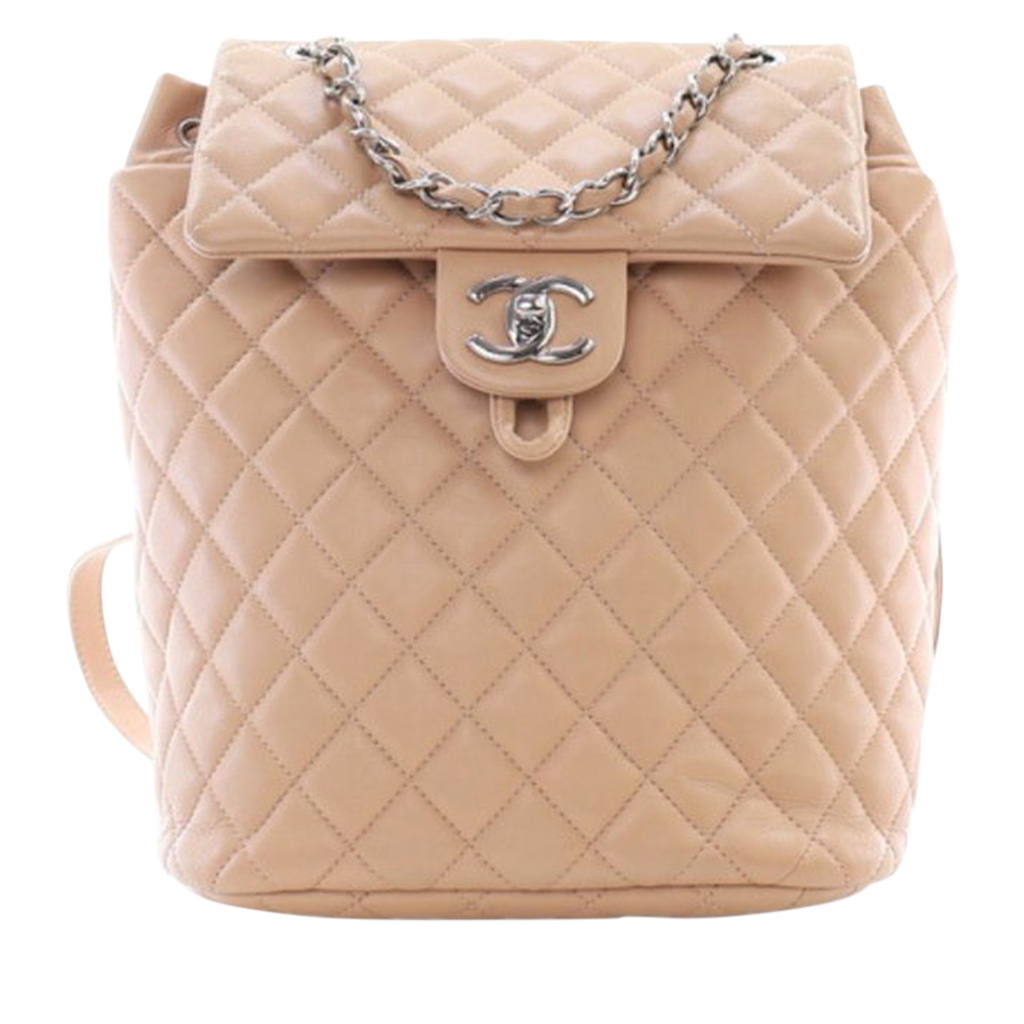 Beige Quilted Lambskin Small Urban Spirit Backpack Silver Hardware, 2016-2017