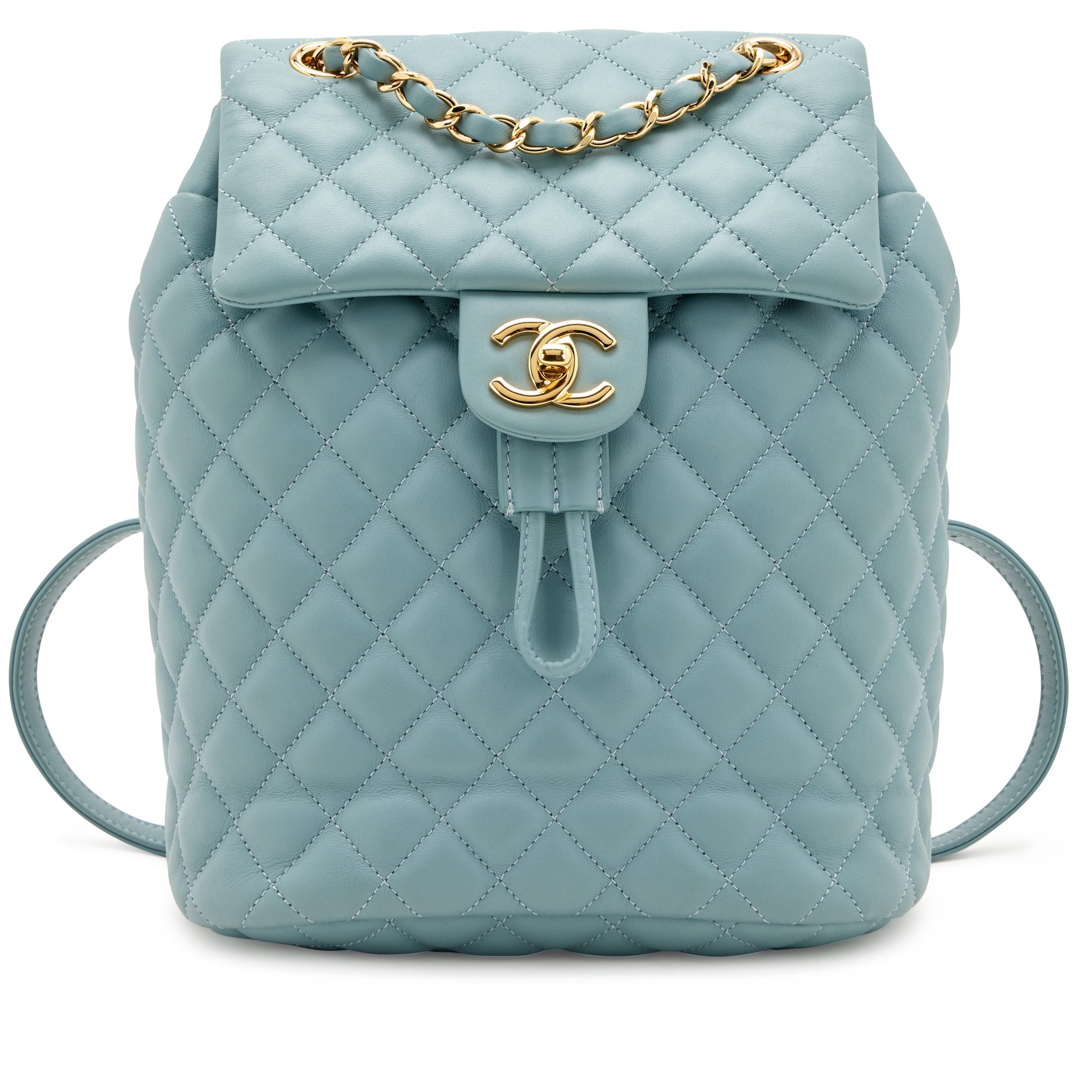 Blue Quilted Lambskin Small Urban Spirit Backpack Gold Hardware, 2018 