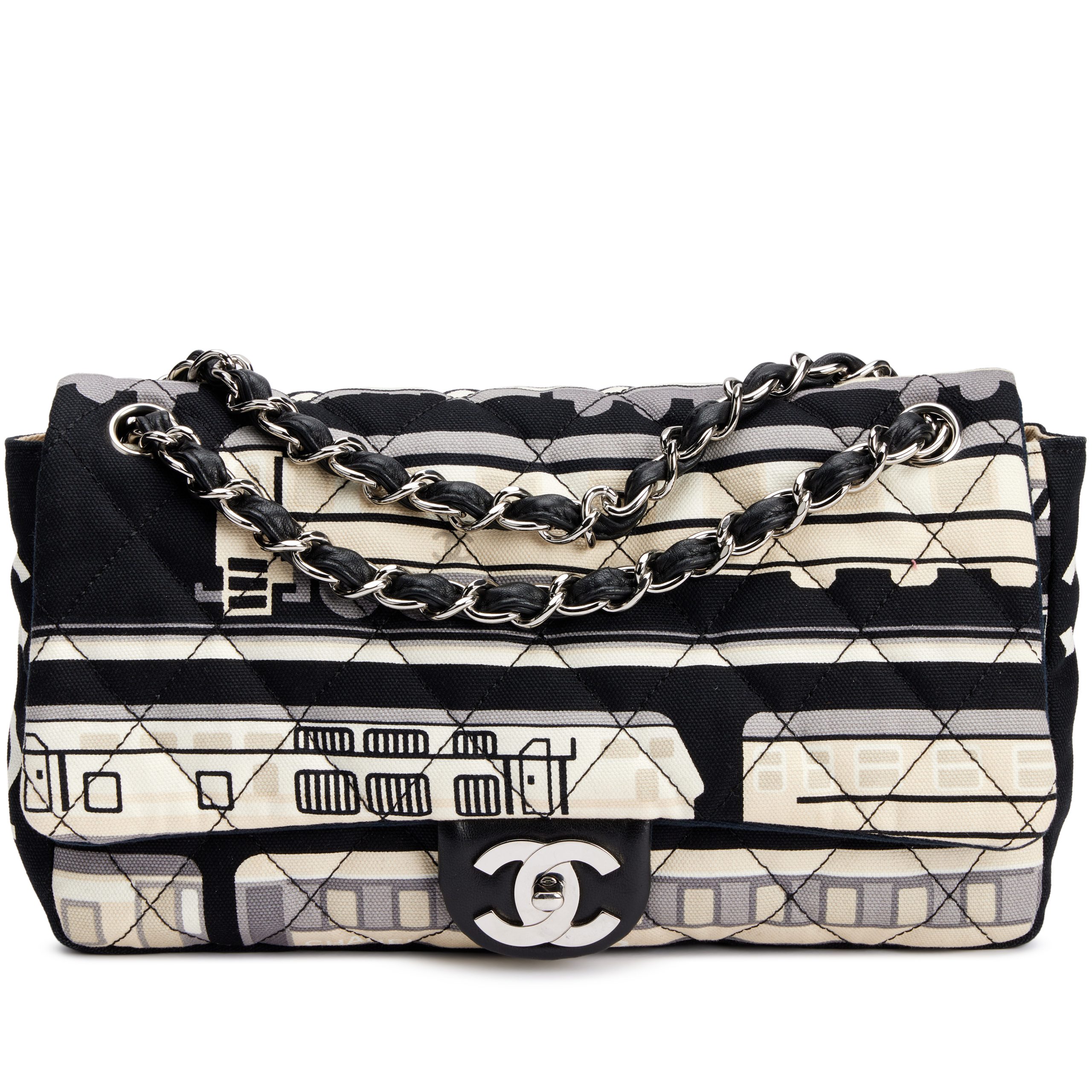 Multicolor Quilted Canvas Le Train Medium Flap Bag Silver Hardware, 2006-2008