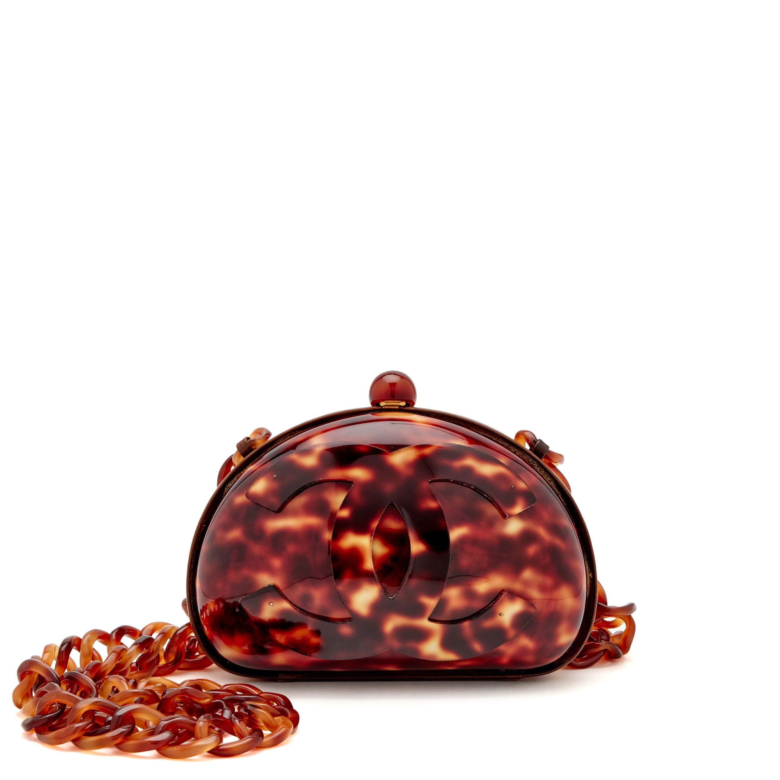 Brown Tortoiseshell CC Mini Evening Bag Bakelite Hardware, 1994-1996