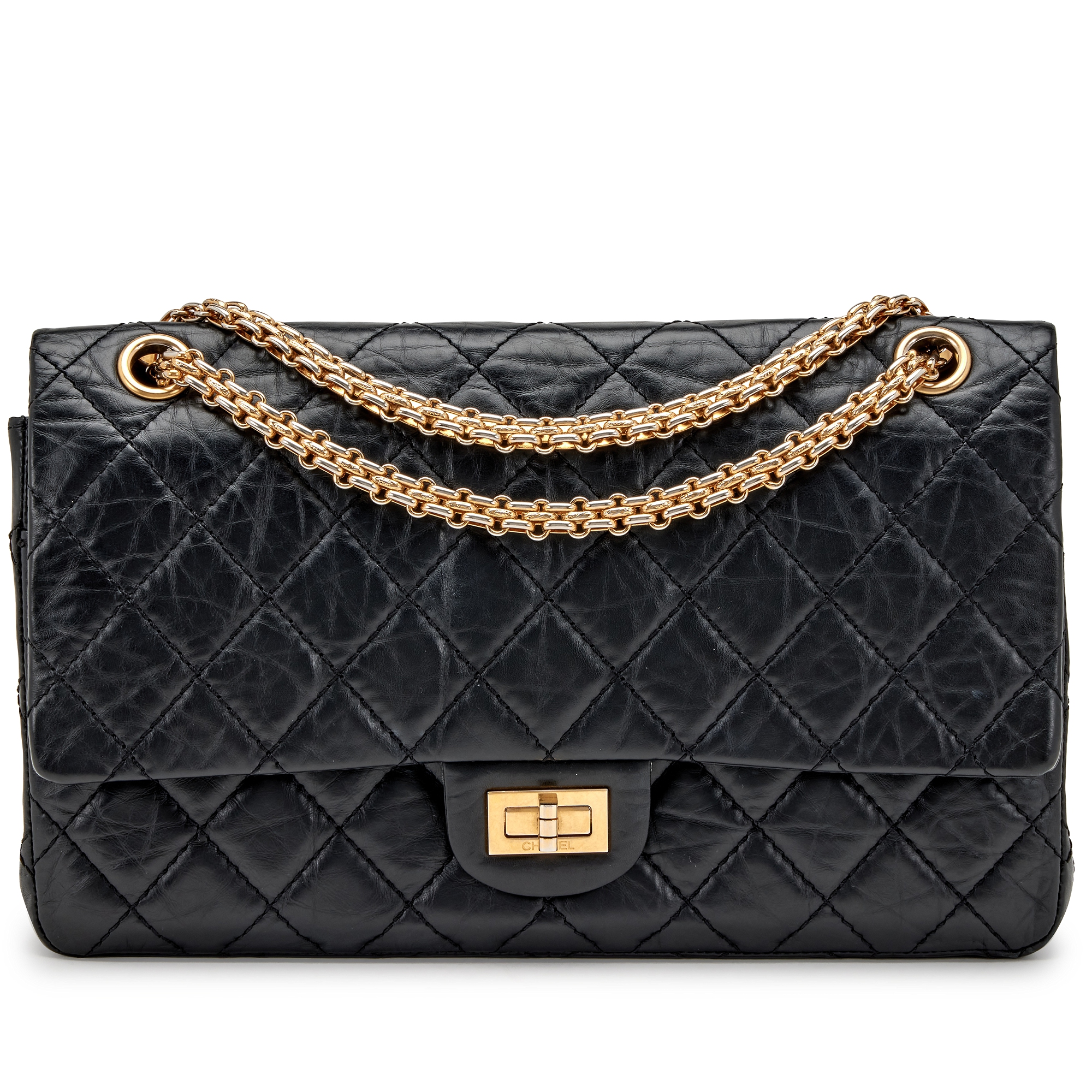 Black 226 Reissue 2.55 Medium Double Flap Gold Hardware, 2008-2009