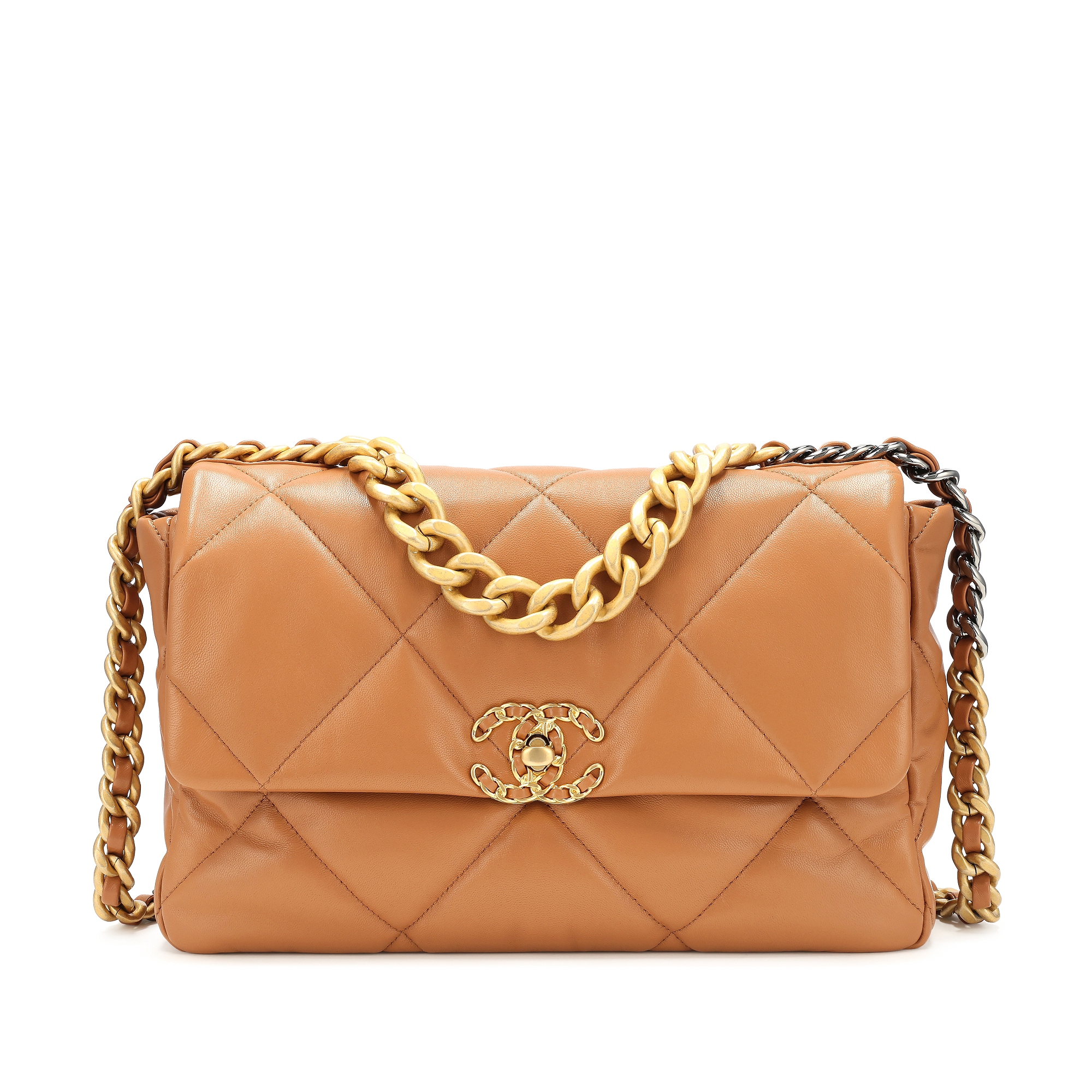 Caramel Quilted Lambskin Medium 19 Bag Gold and Silver Hardware, 2022