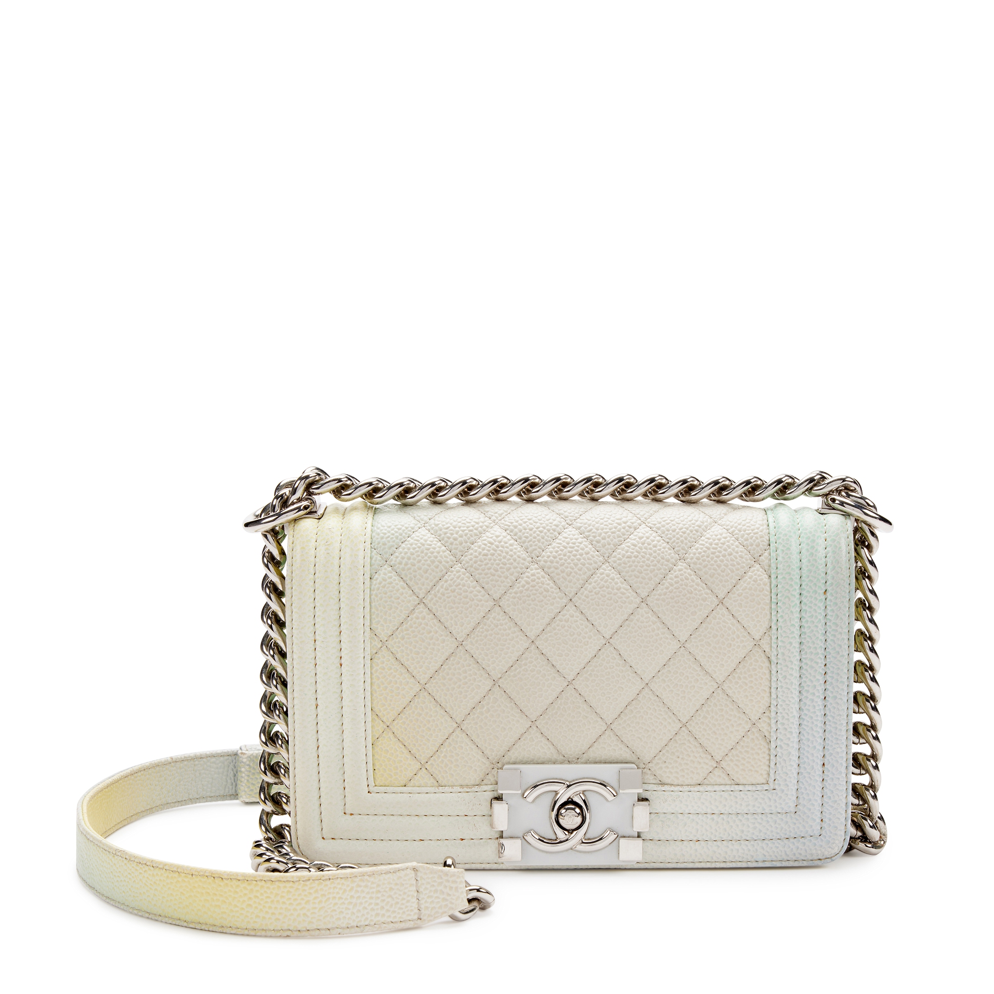 Rainbow Quilted Caviar Small Rainbow Boy Silver Hardware, 2018