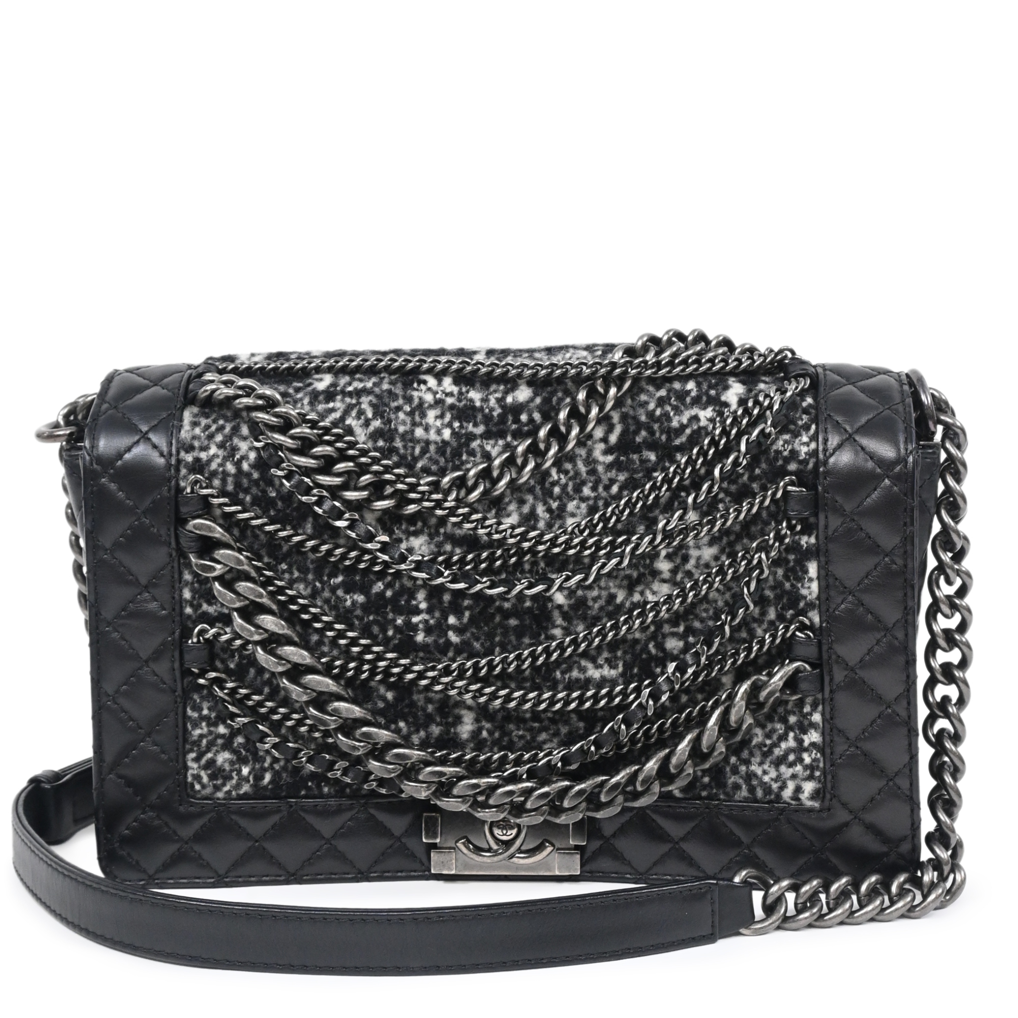 Black Quilted Calfskin and Tweed Boy Bag Ruthenium Hardware, 2013-14