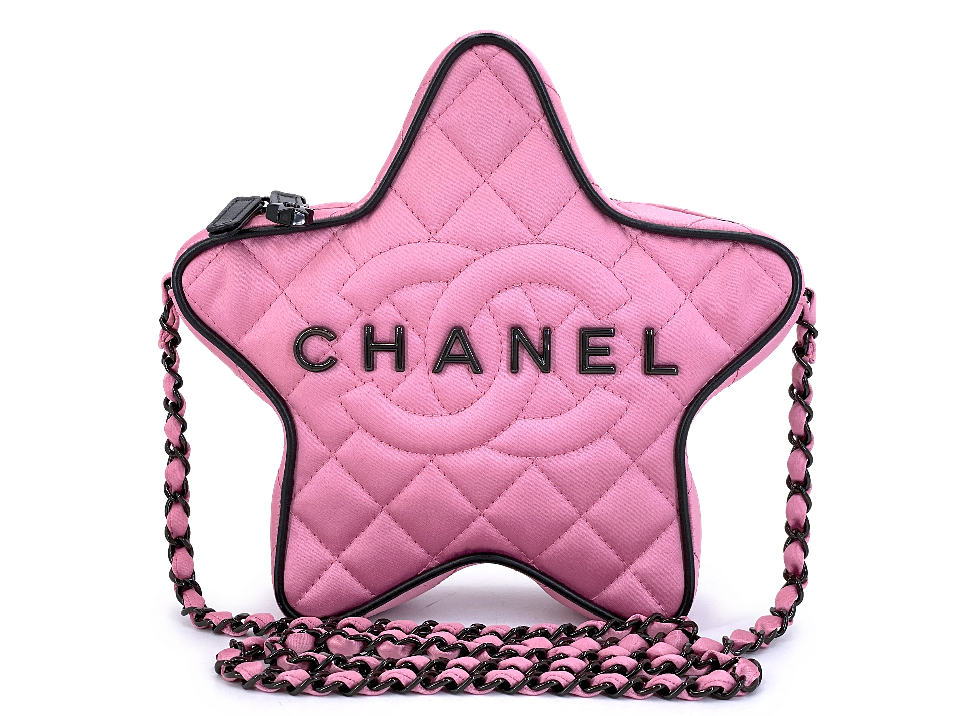 Pink Quilted Satin Walk of Fame Paris-Los Angeles Bag Black Hardware, 2024