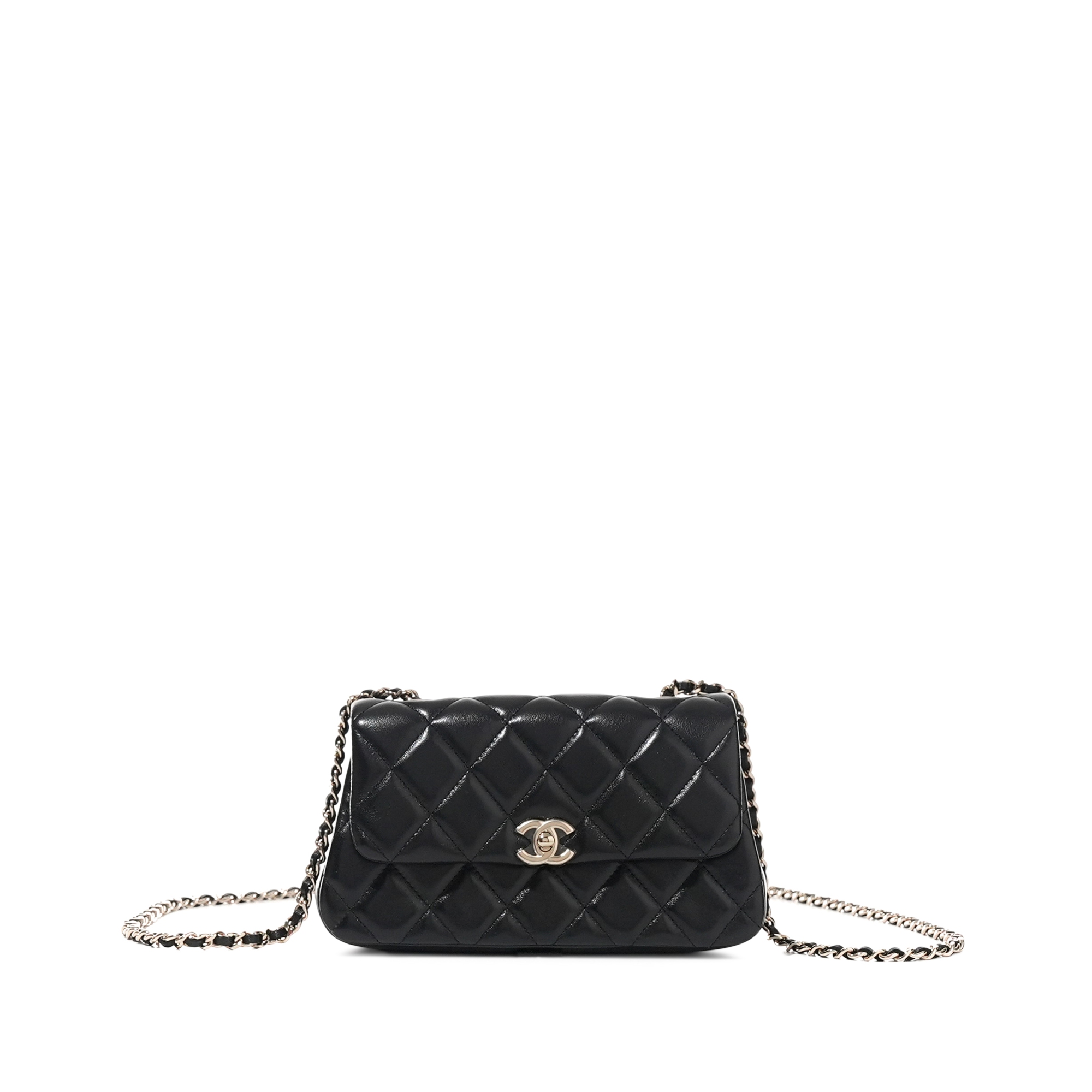 Black Quilted Lambskin Flap Bag Gold Hardware
