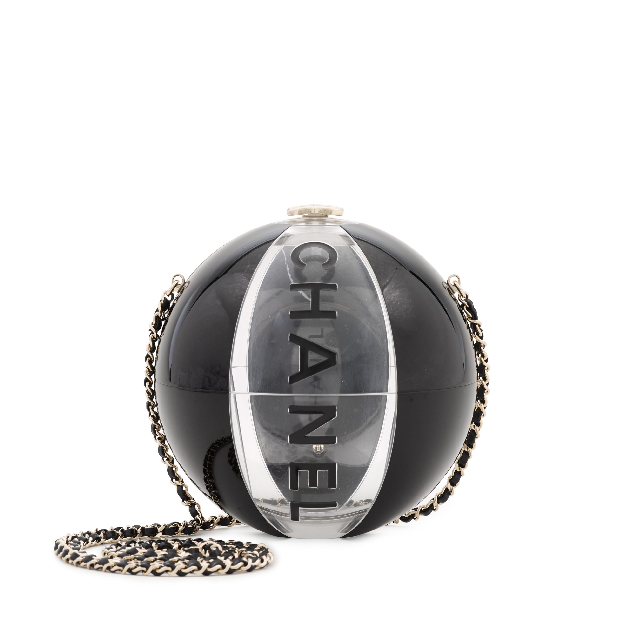 Black Resin Beach Ball Minaudire Silver Hardware, 2019