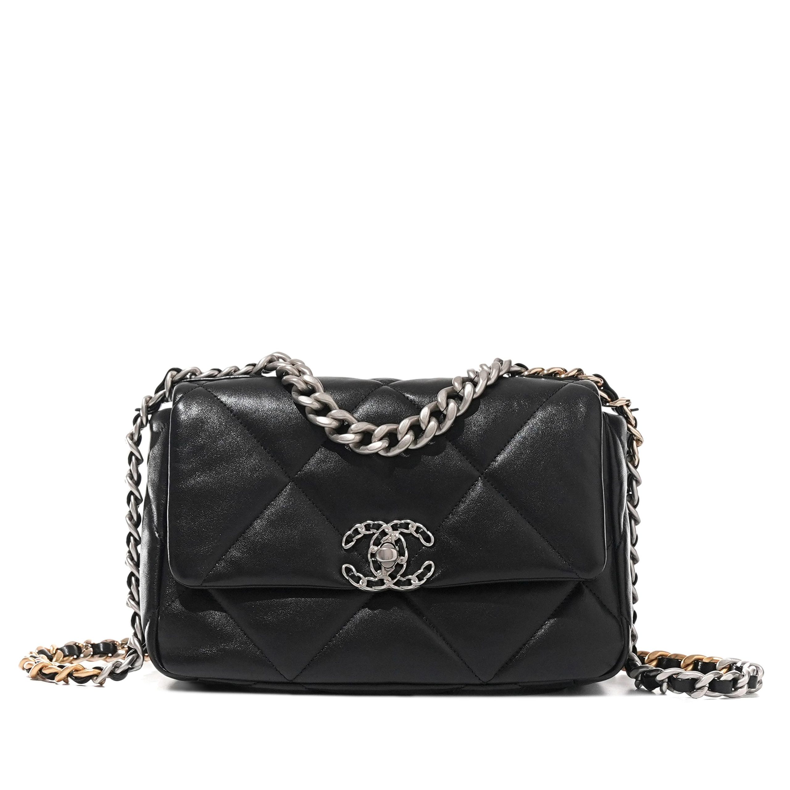 Black Quilted Lambskin Chanel 19 Flap Brushed Gold, Silver and Ruthenium Hardware, 2022