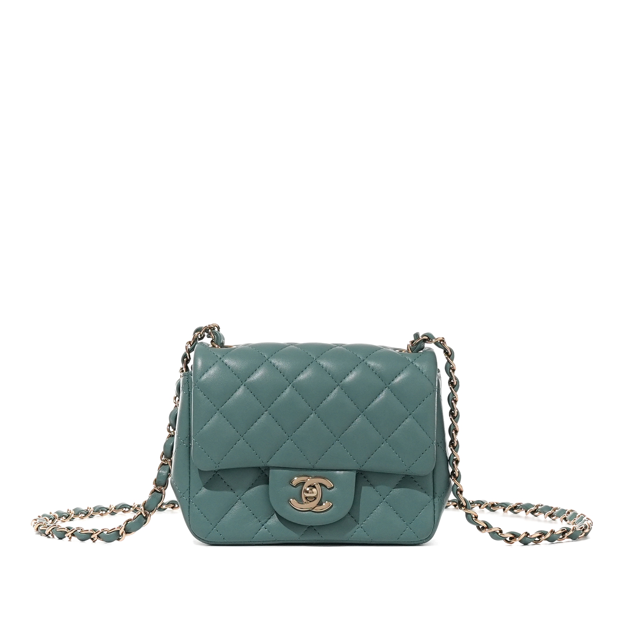 Green Quilted Lambskin Flap Bag Gold Hardware, 2022