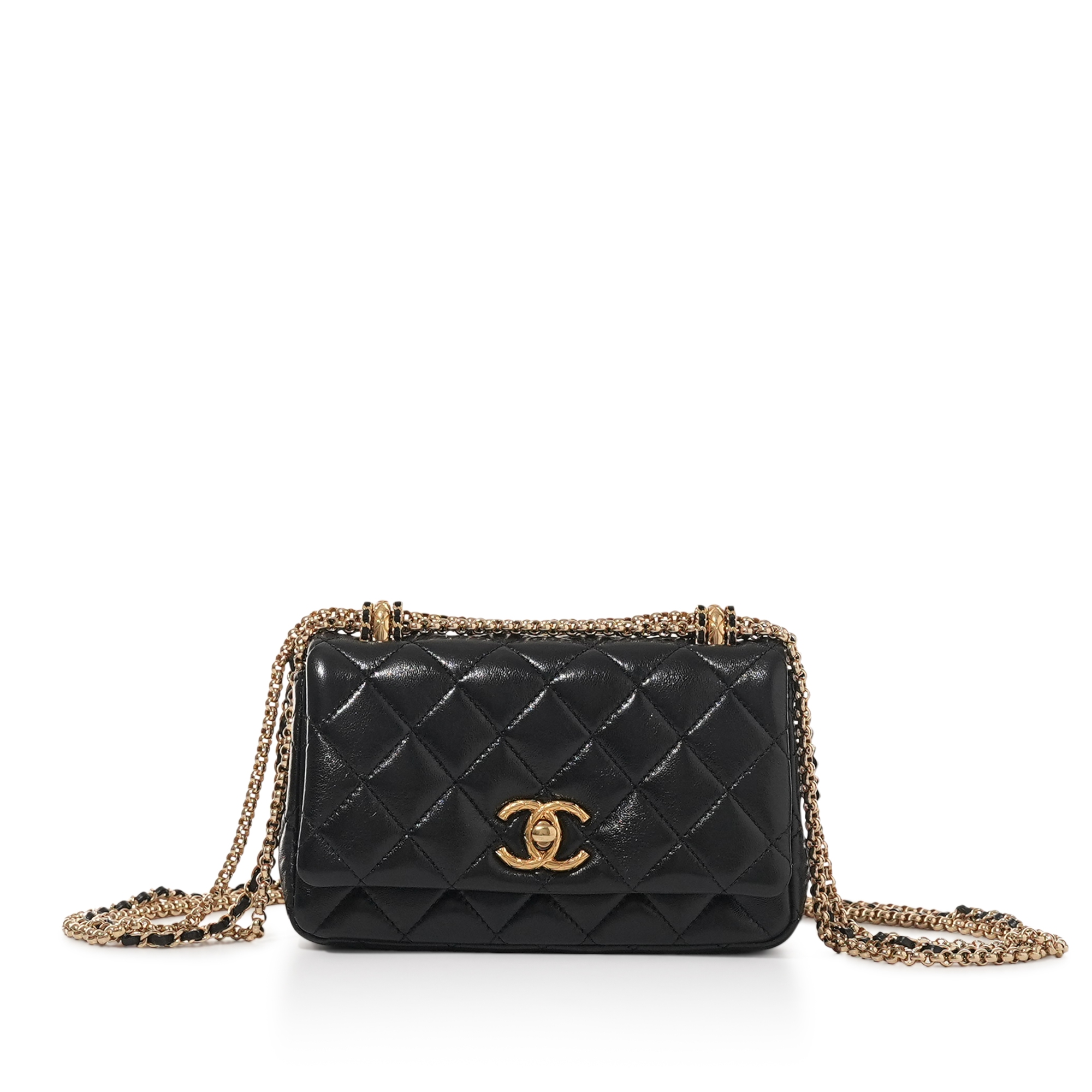Black Quilted Lambskin Flap Bag Gold Hardware, 2024