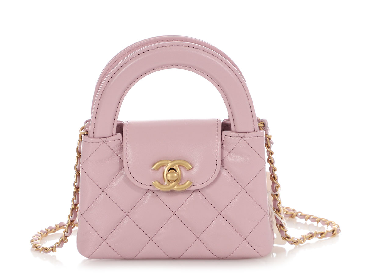 Pink Quilted Calfskin Nano Kelly Aged Gold Hardware, 2024