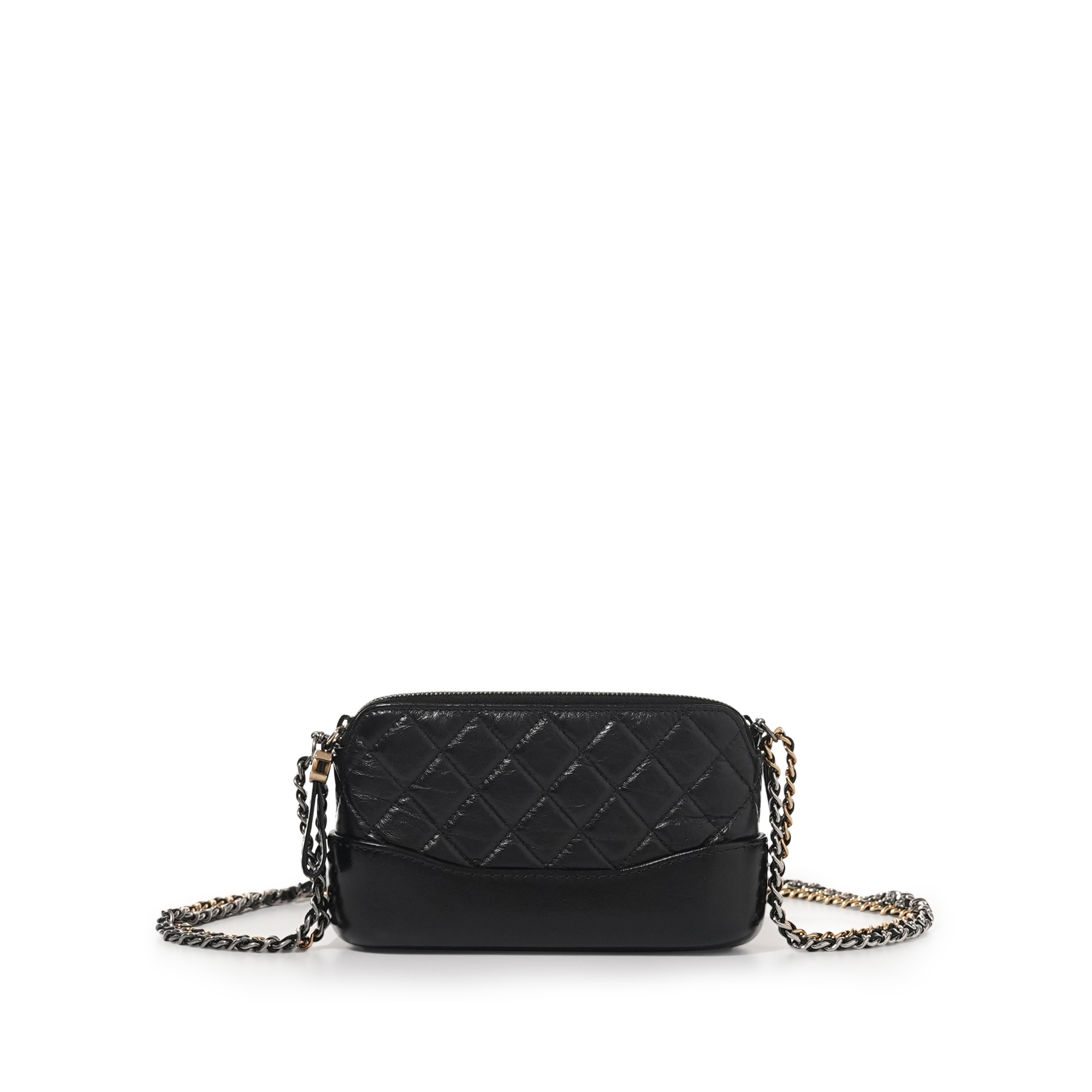 Black Quilted Calfskin Gabrielle Clutch with Chain Gold and Silver Hardware, 2018