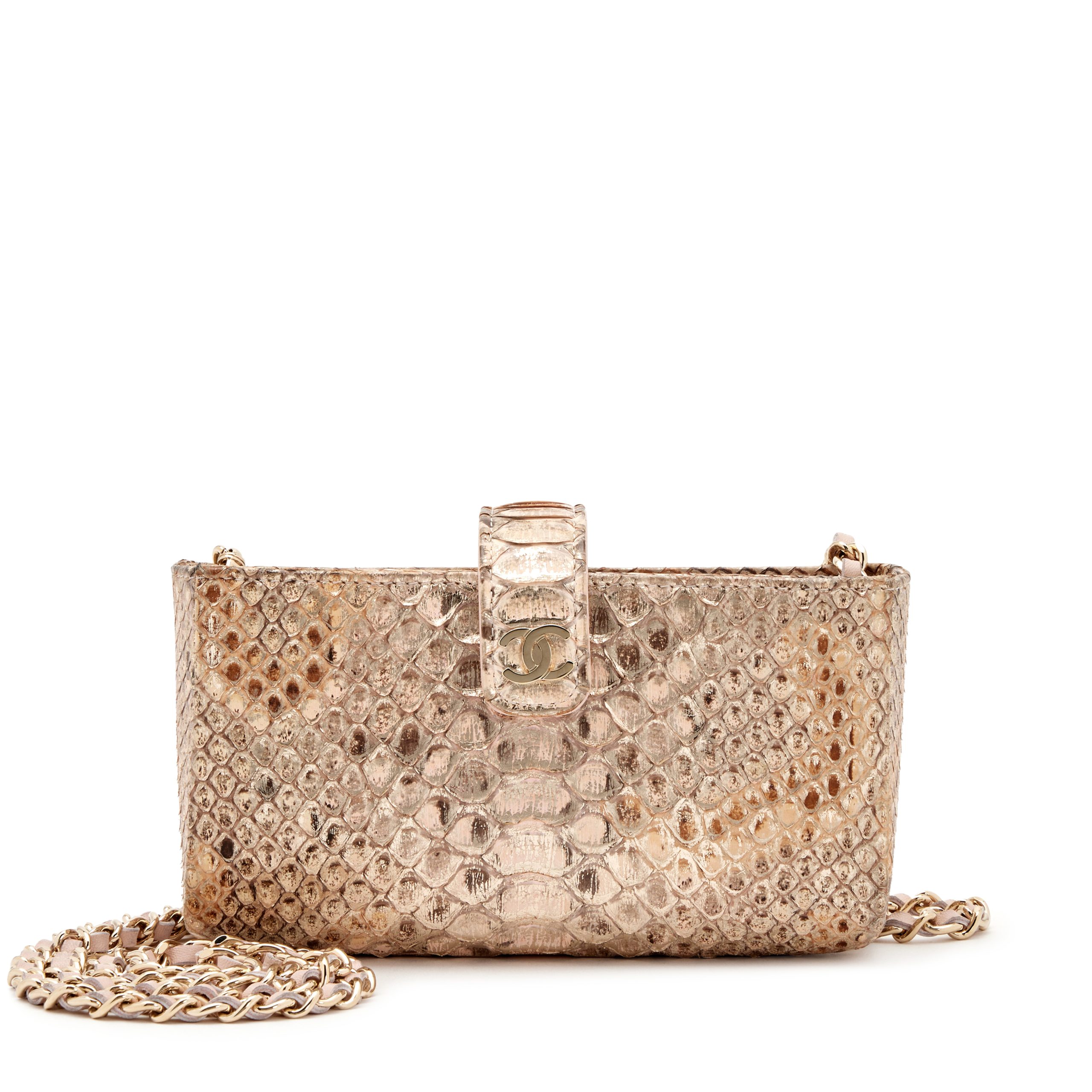Pink Python Mini Phone Holder Clutch Gold Hardware, 2015-2016