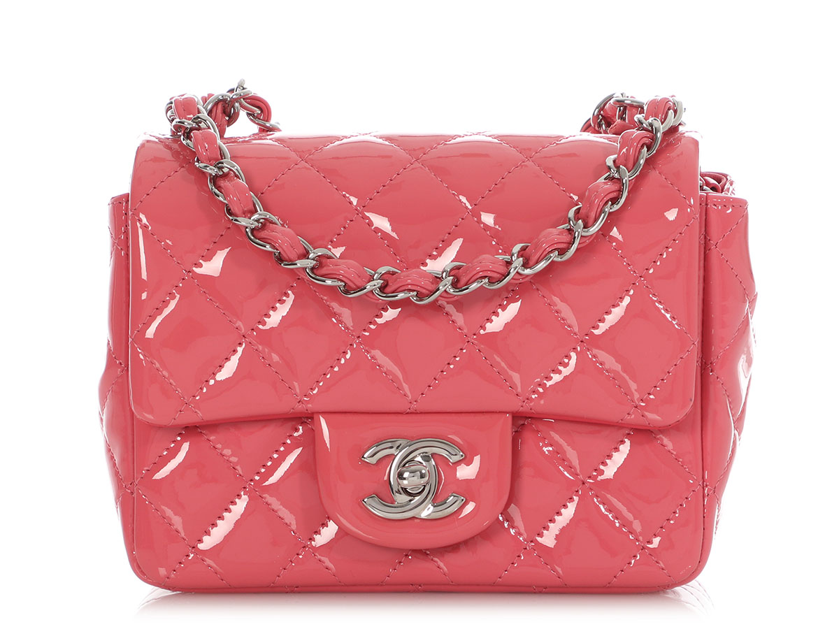 Pink Quilted Patent Mini Classic Flap Bag Silver Hardware, 2013
