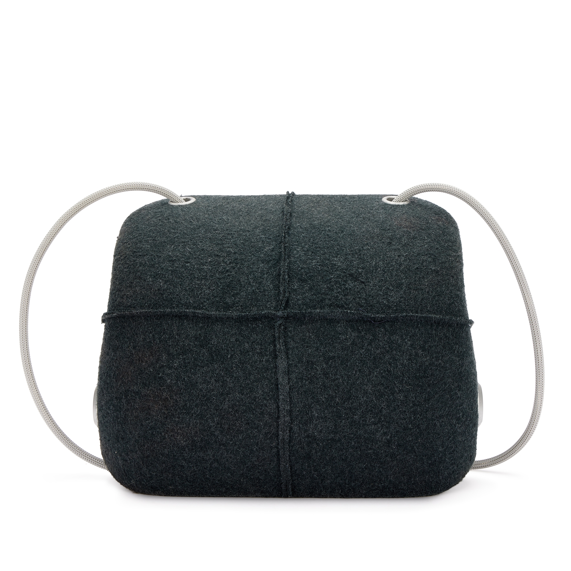 Grey Felt Millennium Shoulder Bag Brushed Silver Hardware, 1997-1999