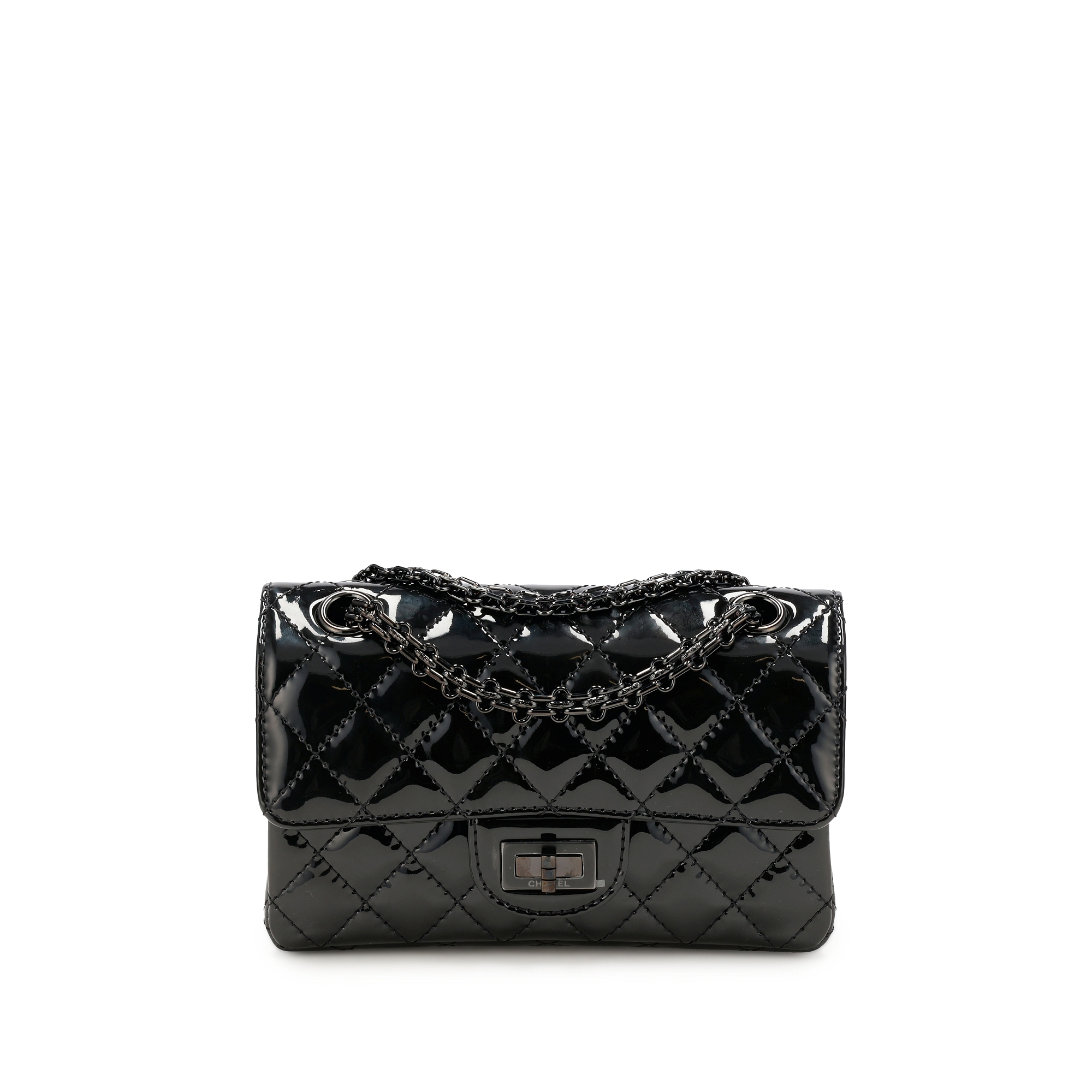 Black Quilted Patent Leather Reissue Mini So Black Flap Black Hardware, 2022