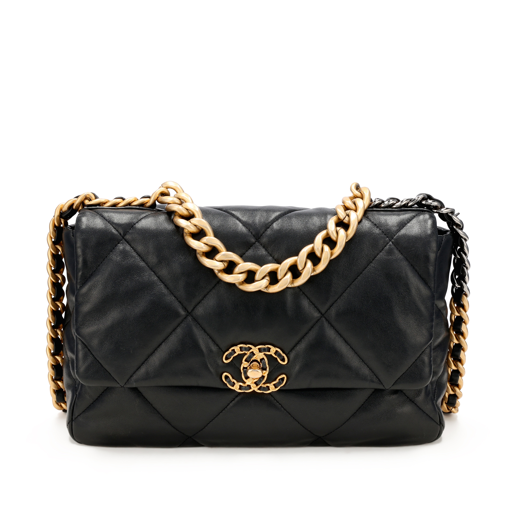 Black Quilted Lambskin Large Chanel 19 Flap Gold and Ruthenium Hardware, 2021